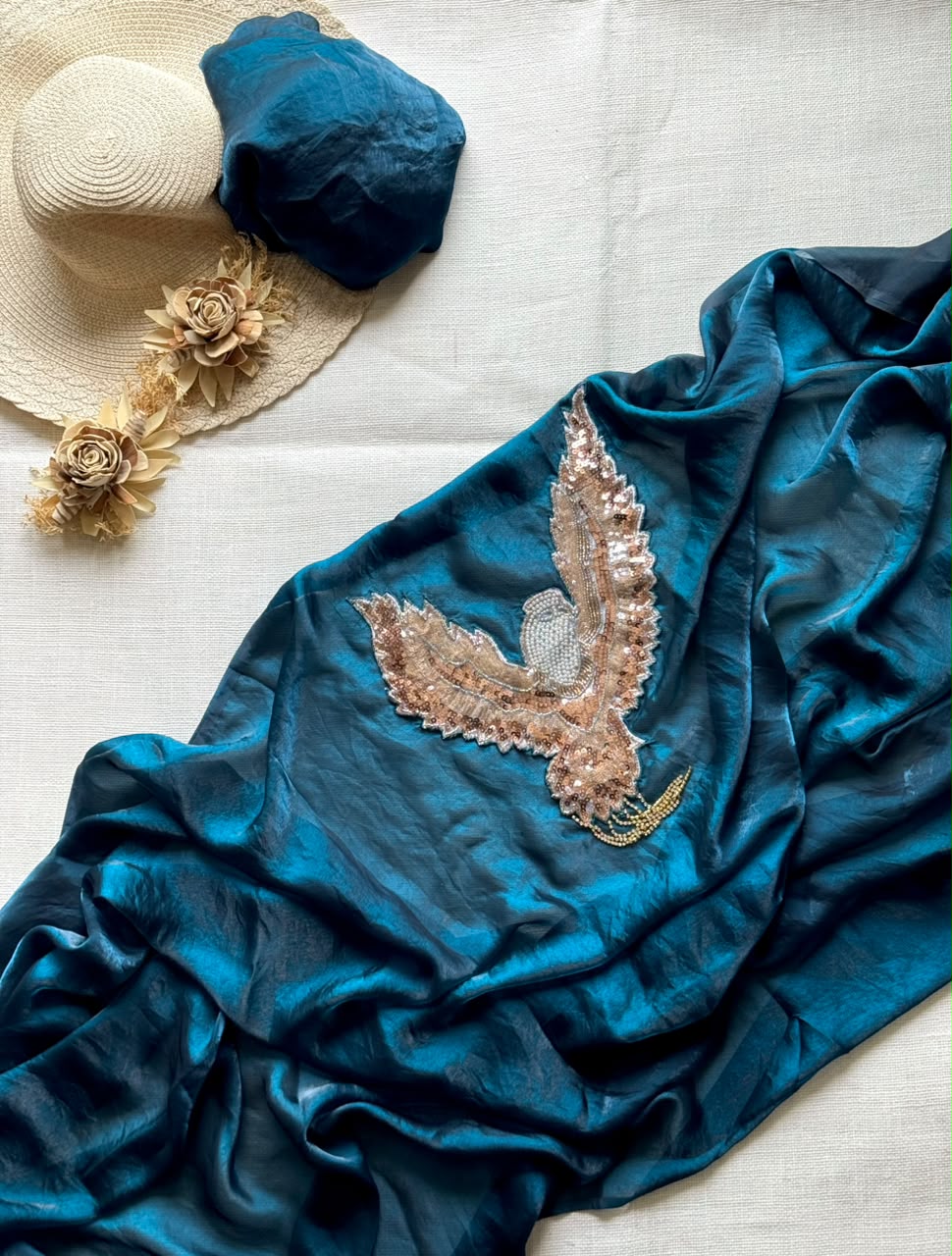 Eagle 🦅 patch hand work saree ✨