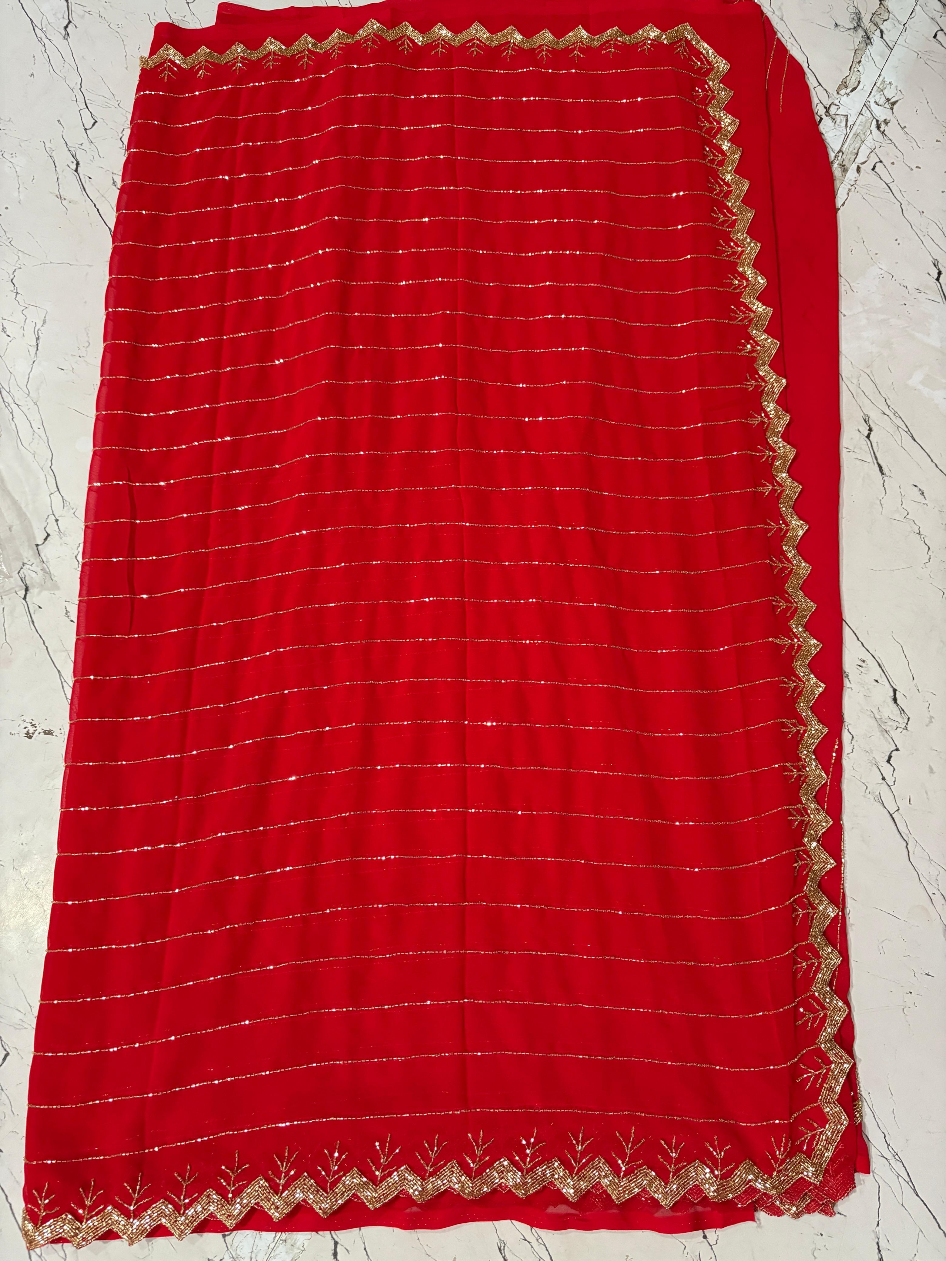 Pure georgette kadhana work saree ✨
