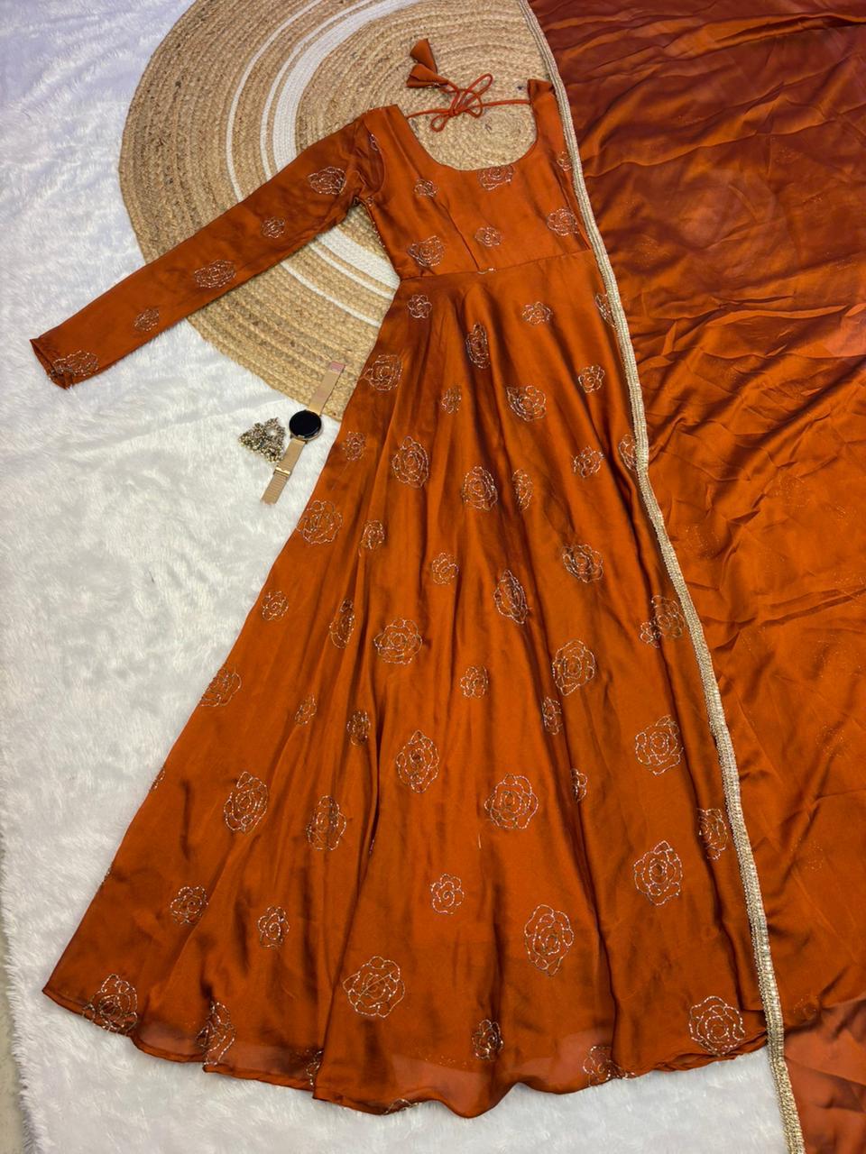 Rangoli silk gown with duppata