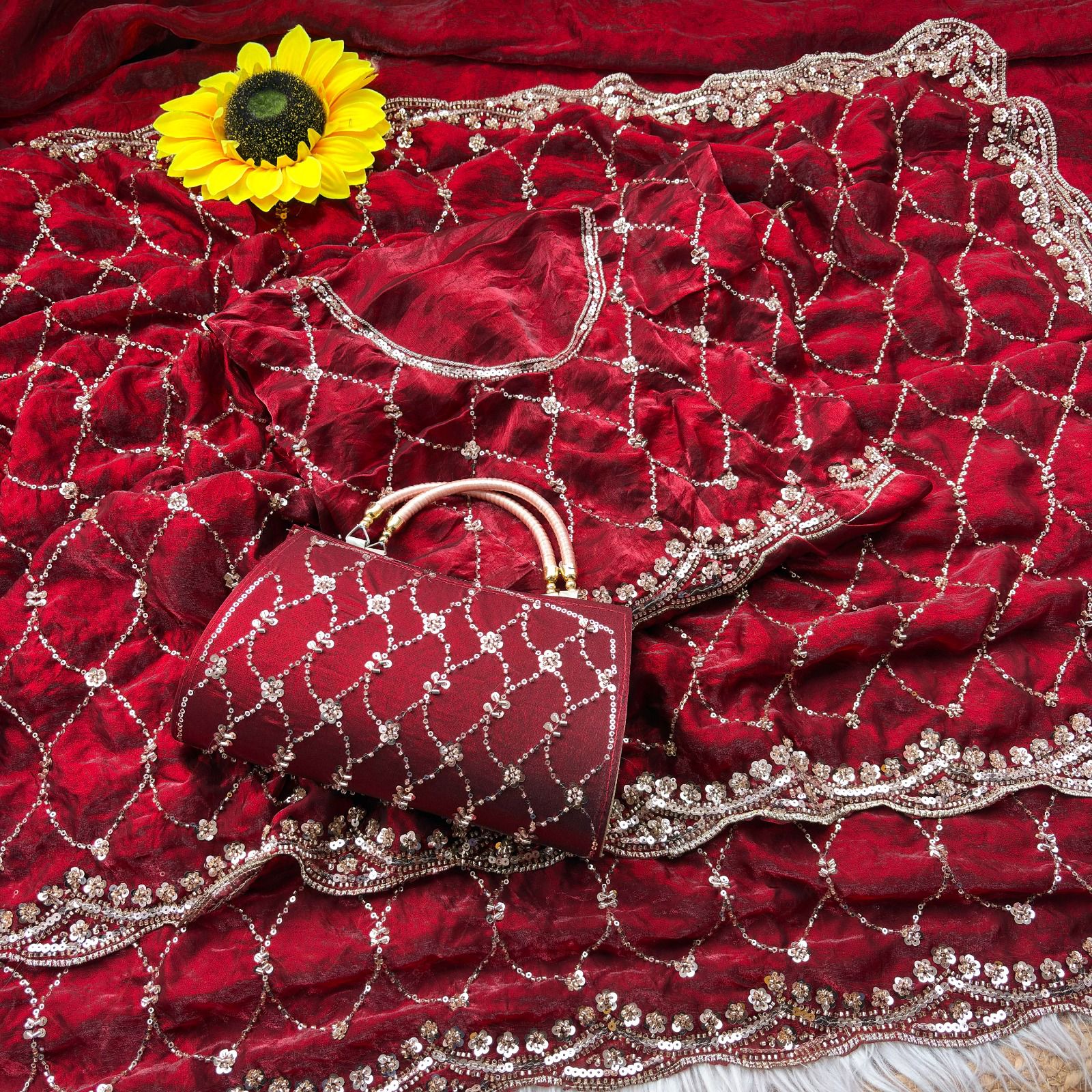 Space silk designer beads work saree ✨