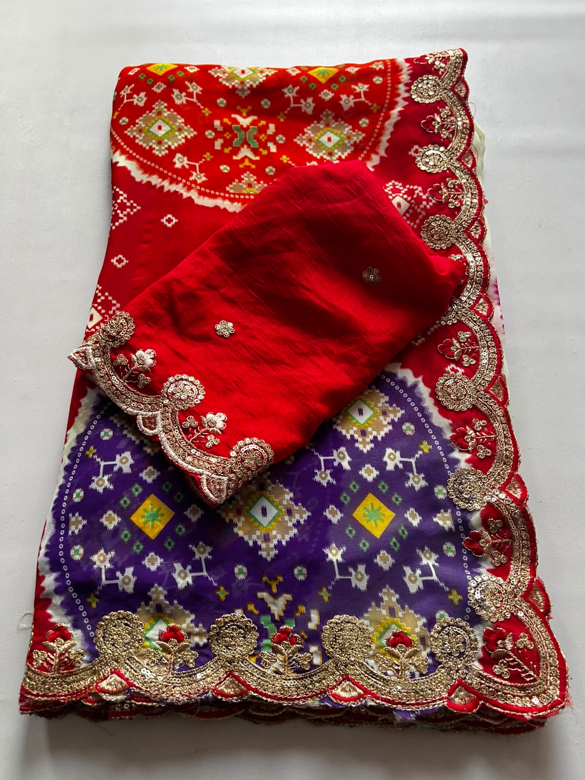 Bandhini design sequence work saree