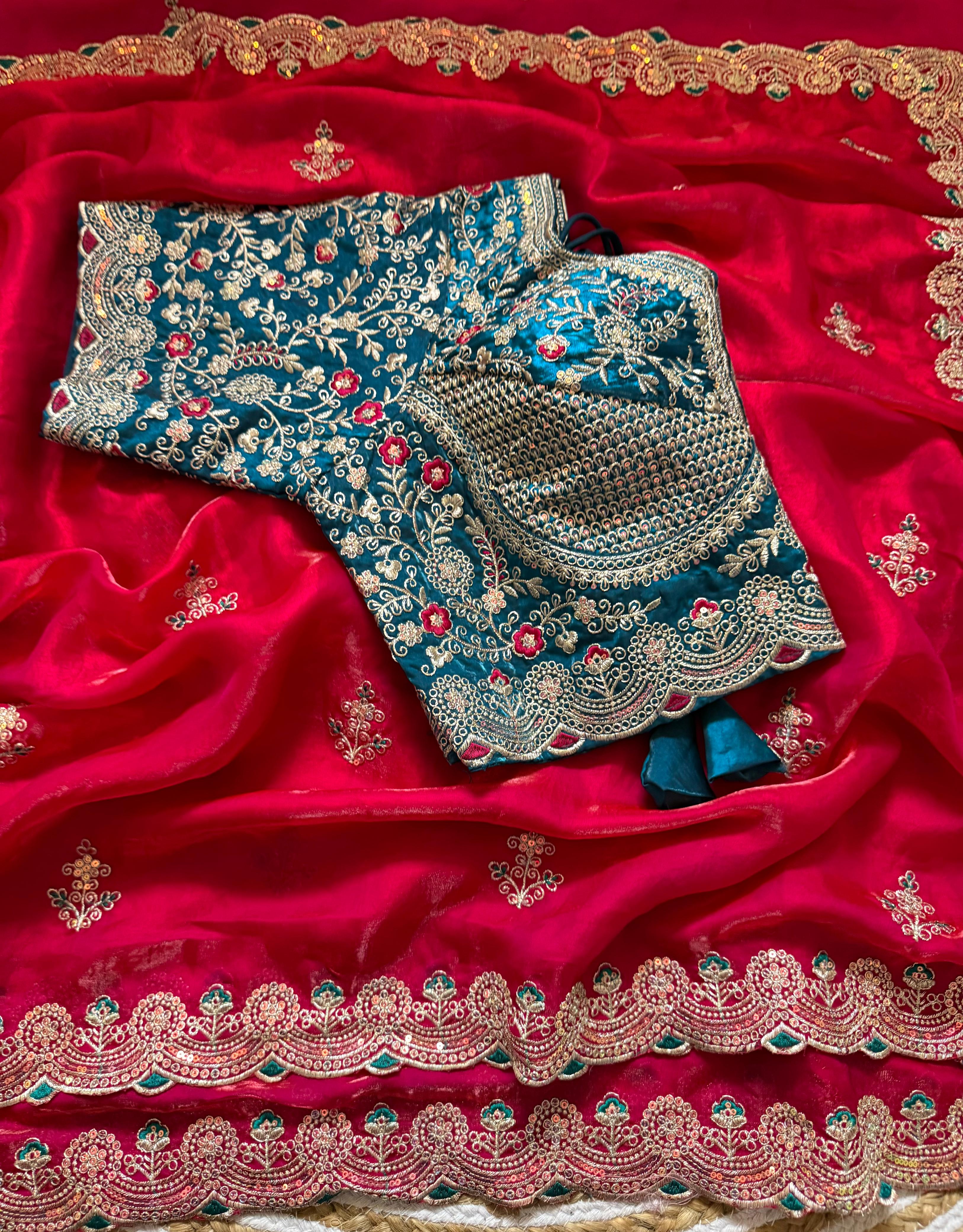 Space silk heavy designer saree