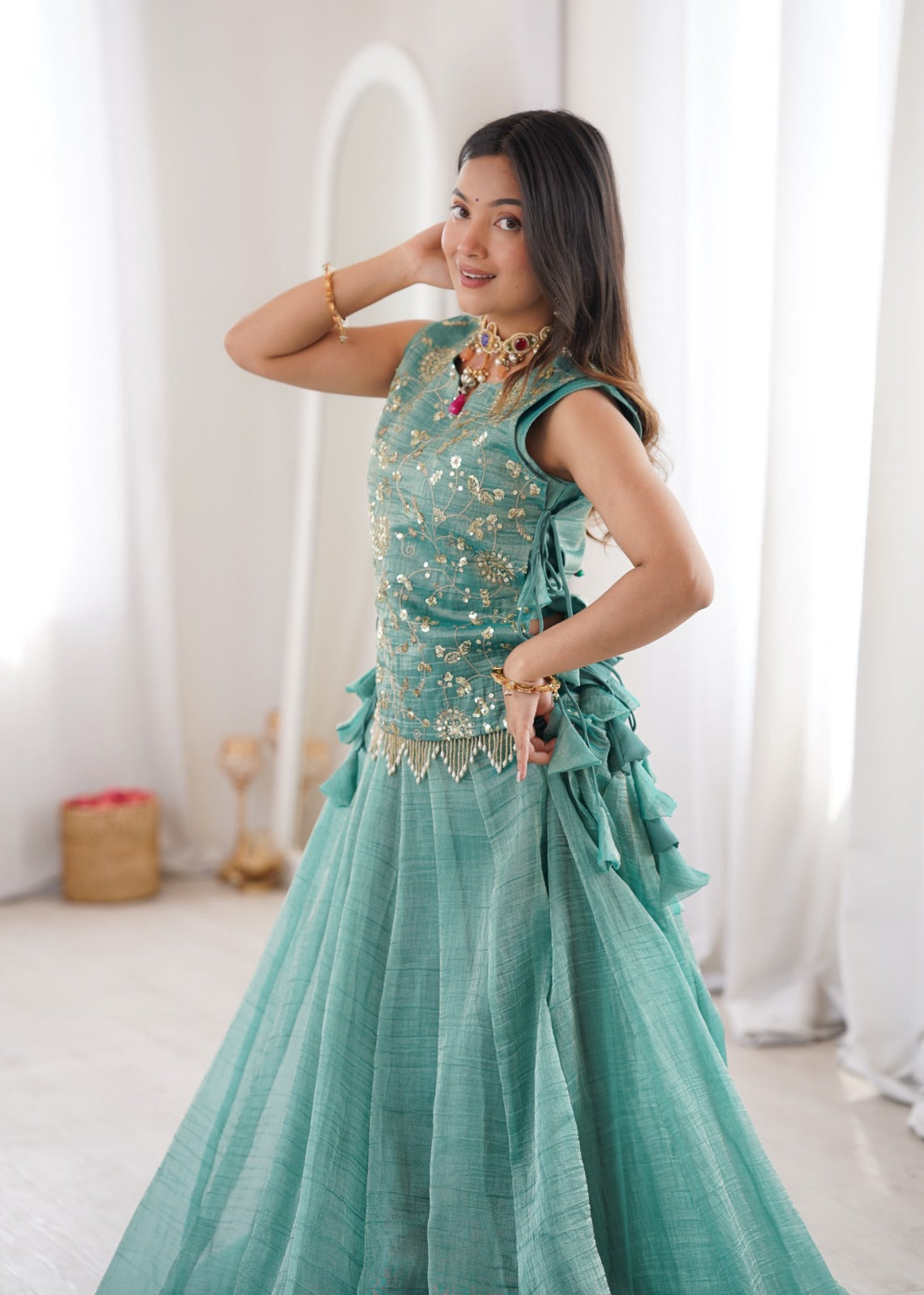 Designer crushed silk lehenga ✨