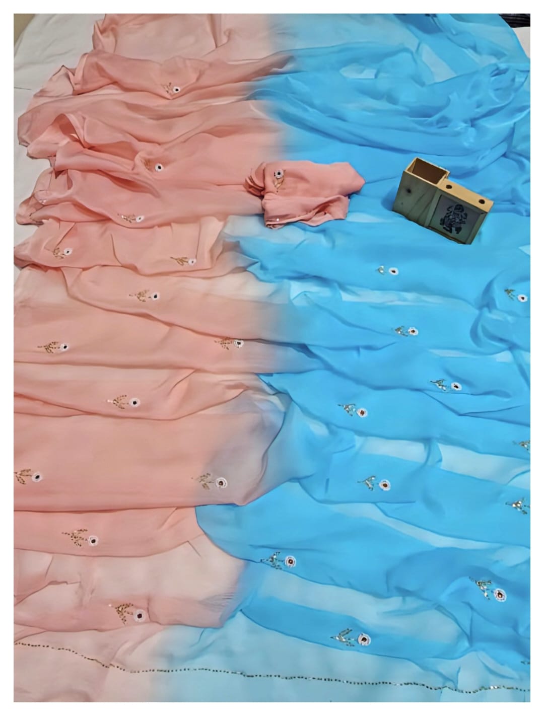 Multi shades half pure shiffon sarees