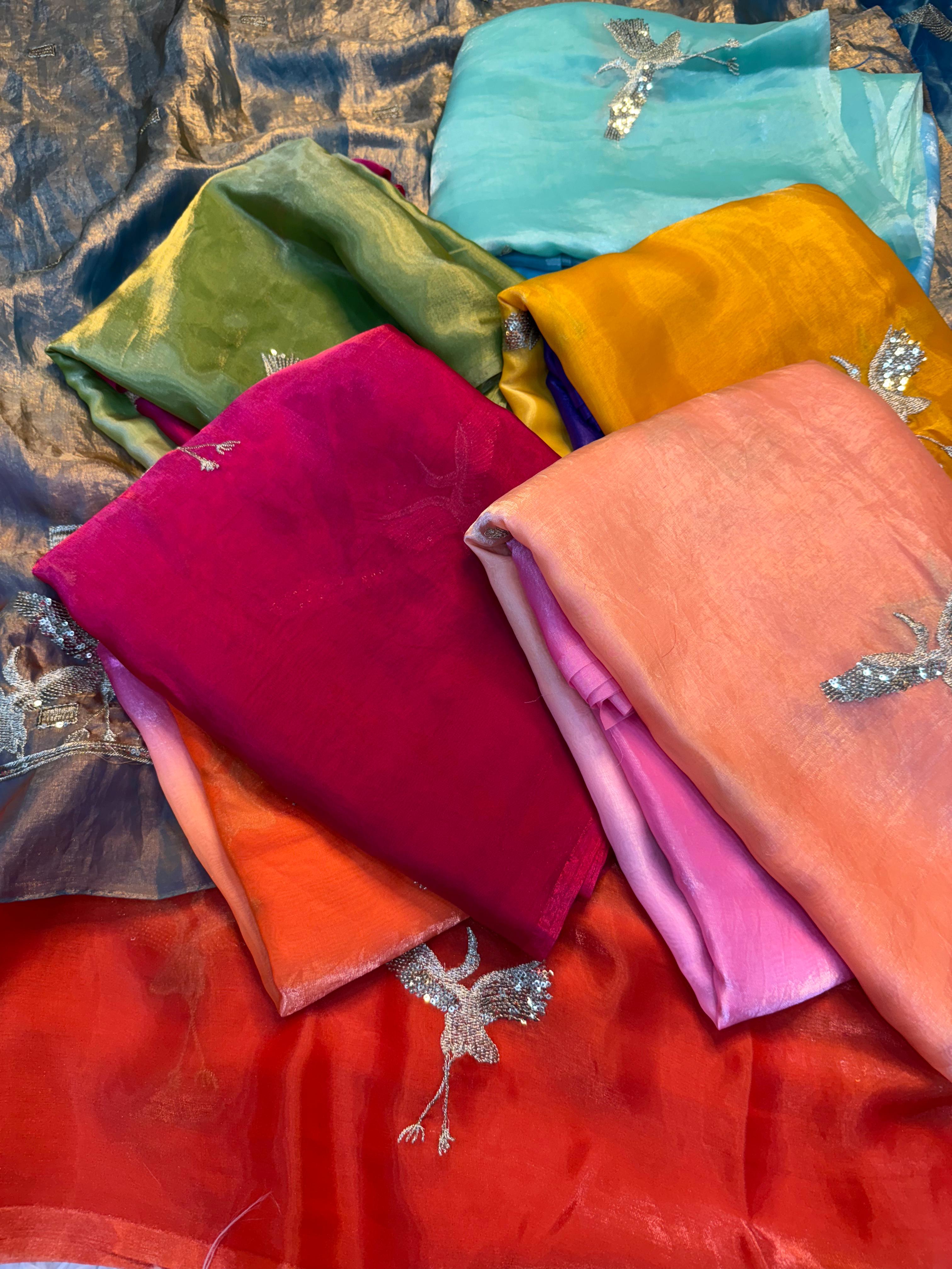 Swan sequence embroidery designer saree