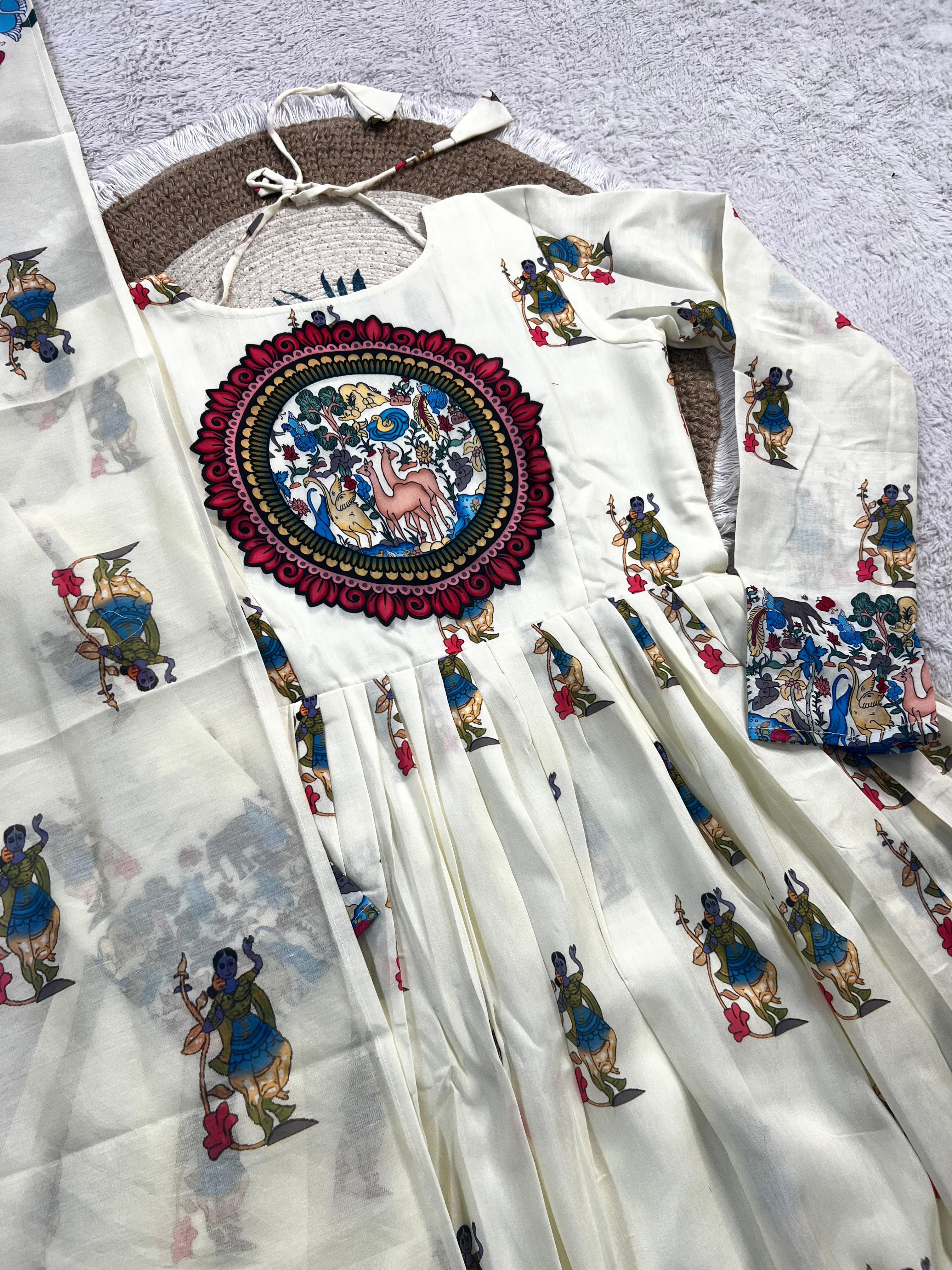 Klamkamkari inspired design gown with duppata