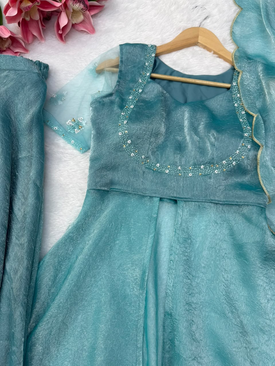 Crush silk anarkali suit ✨