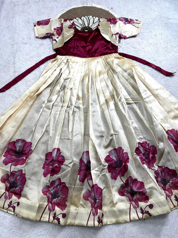 Floral printed silk gowns