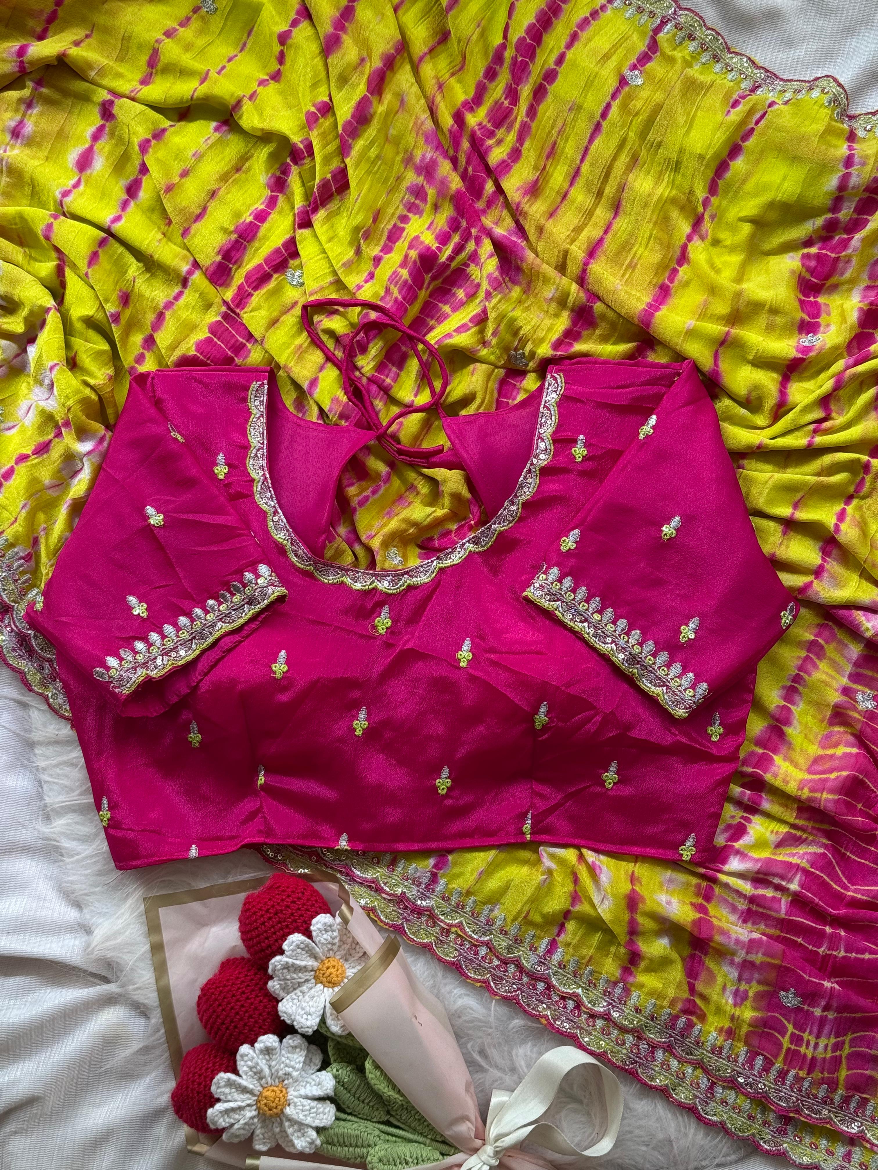 Soft chinnon shibori Tie & Die saree