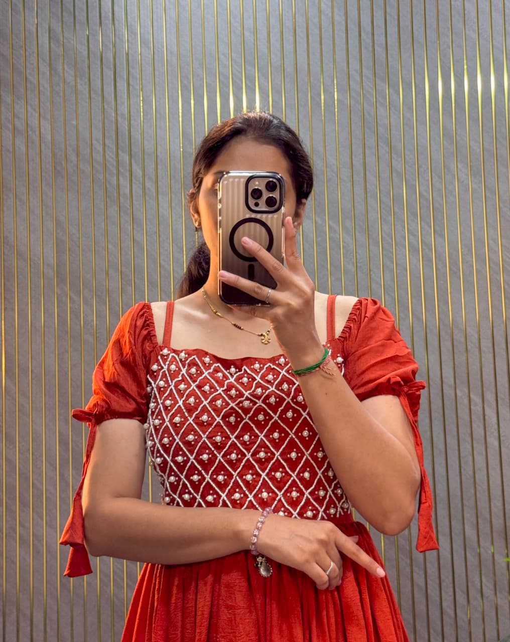 Designer pearl hand work Midi dress 👗