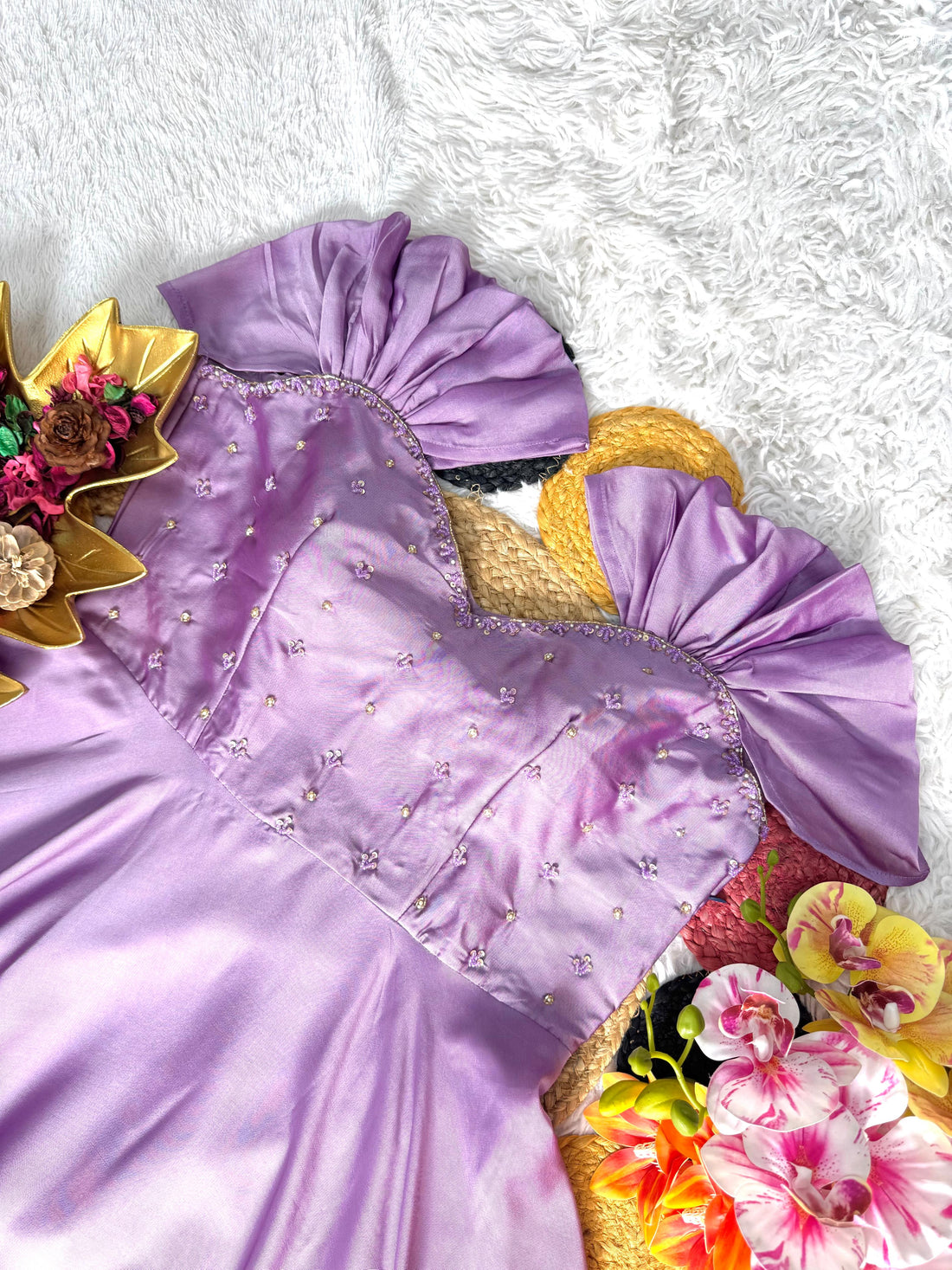 Soft rangoli lavender 🪻 frock ✨