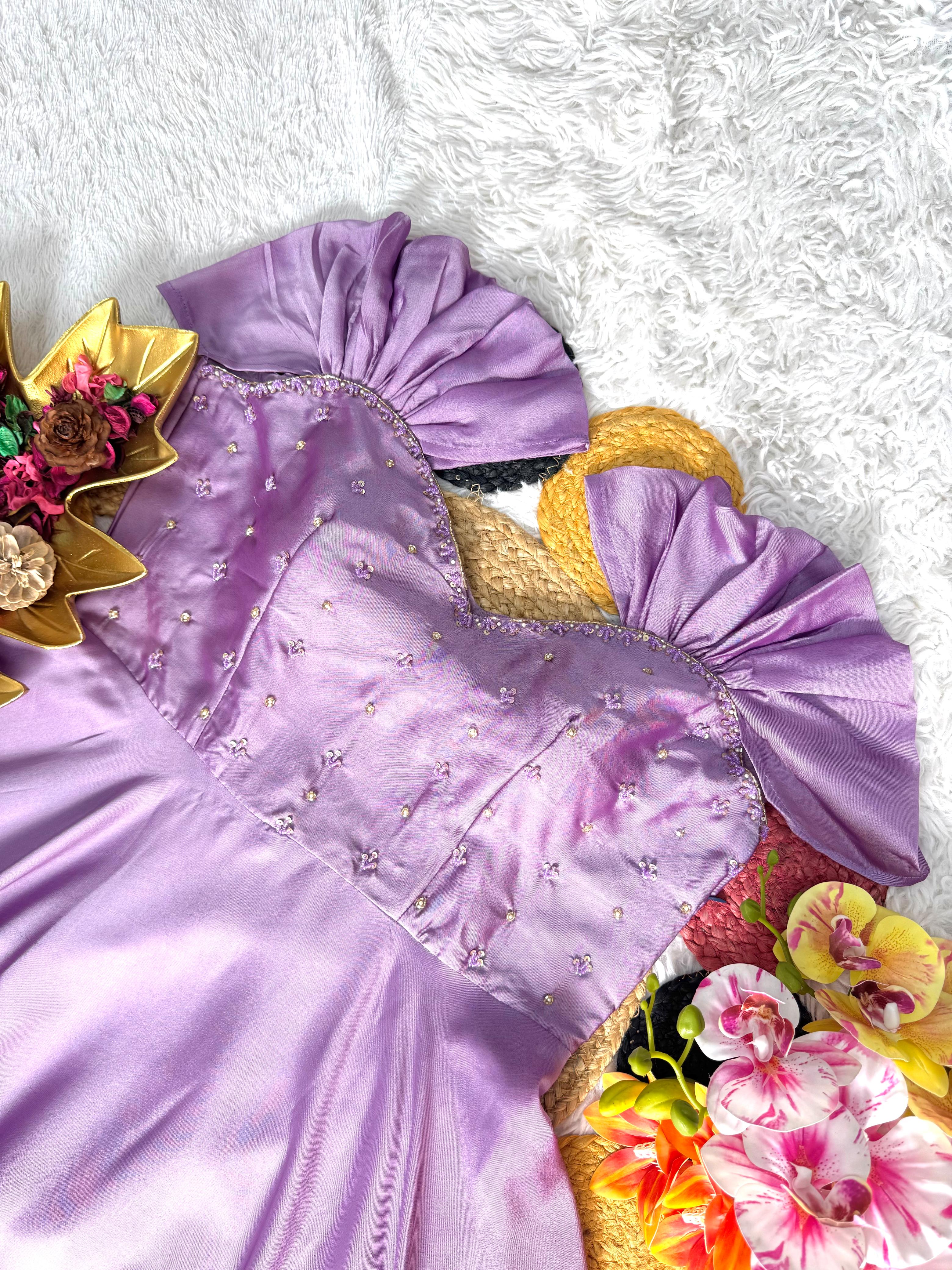 Soft rangoli lavender 🪻 frock ✨