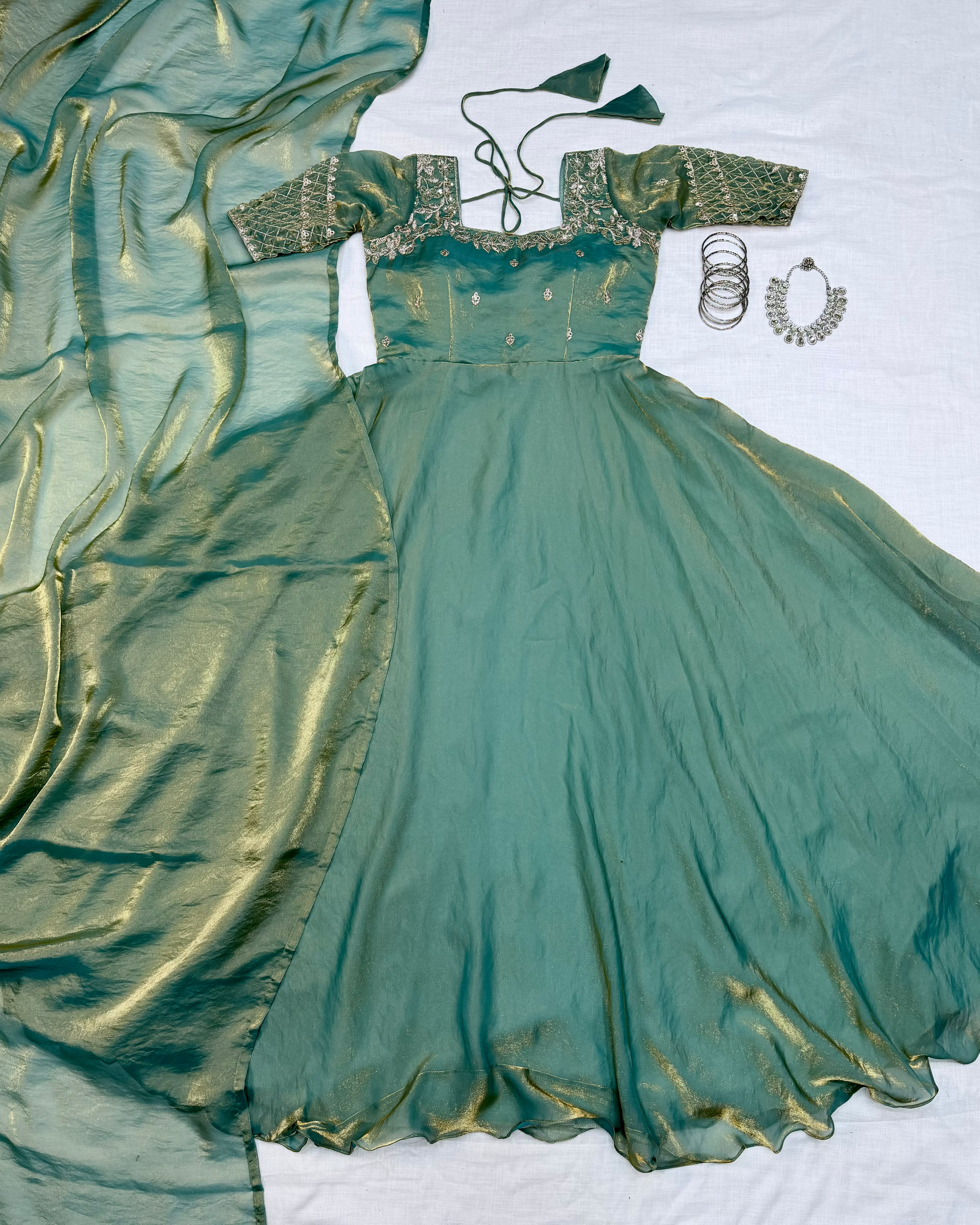 Sequence of gown with dupatta