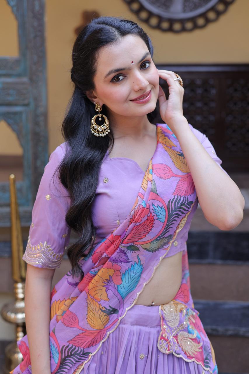 Cosmos silk sequence work lehenga