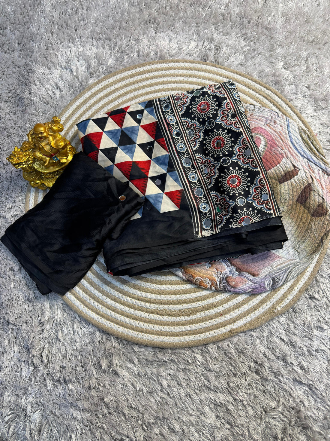Geometrical pattern Gajji silk saree