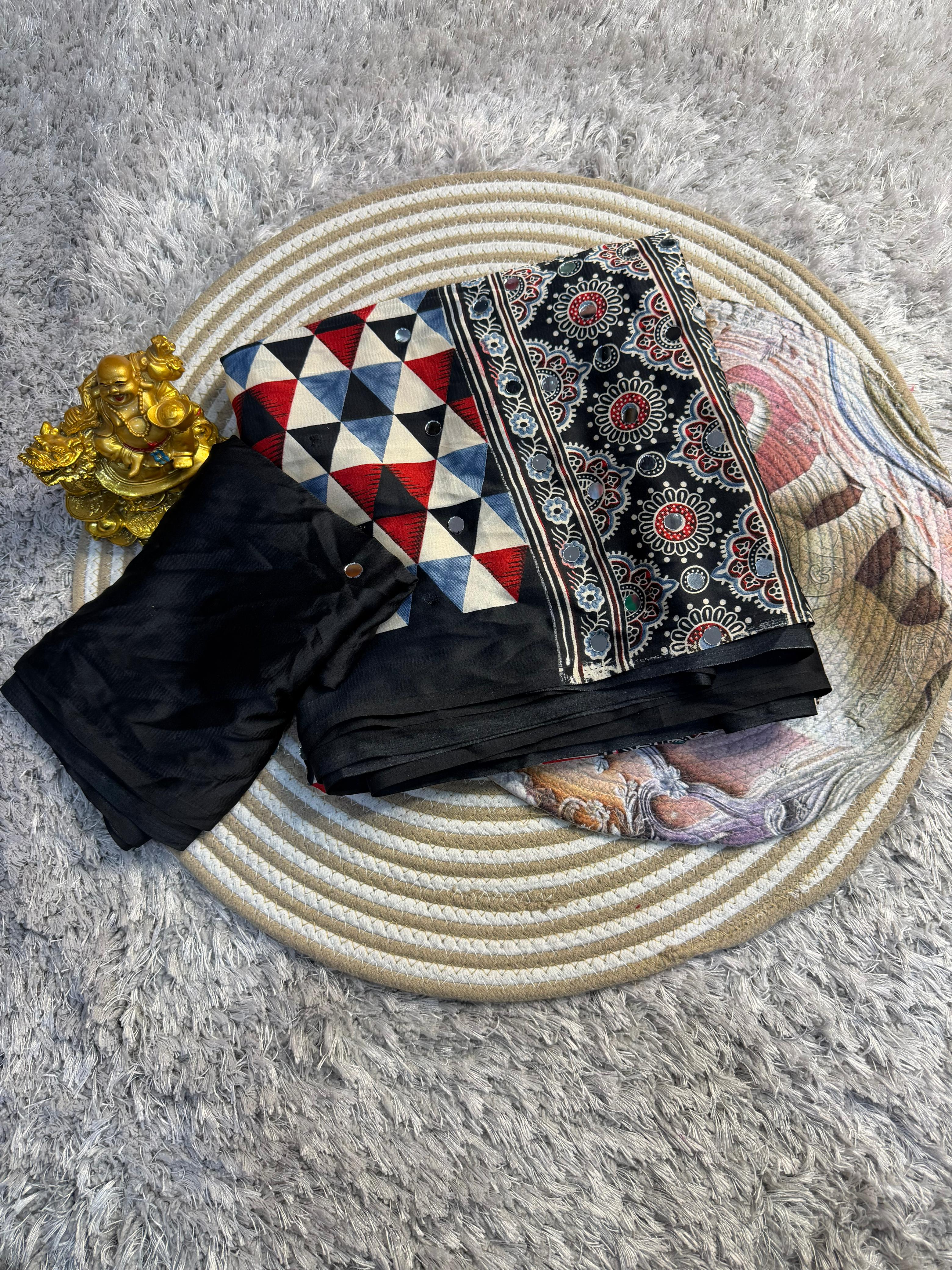 Geometrical pattern Gajji silk saree