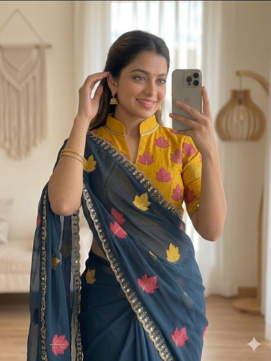 Soft Rangoli silk real mirror work saree