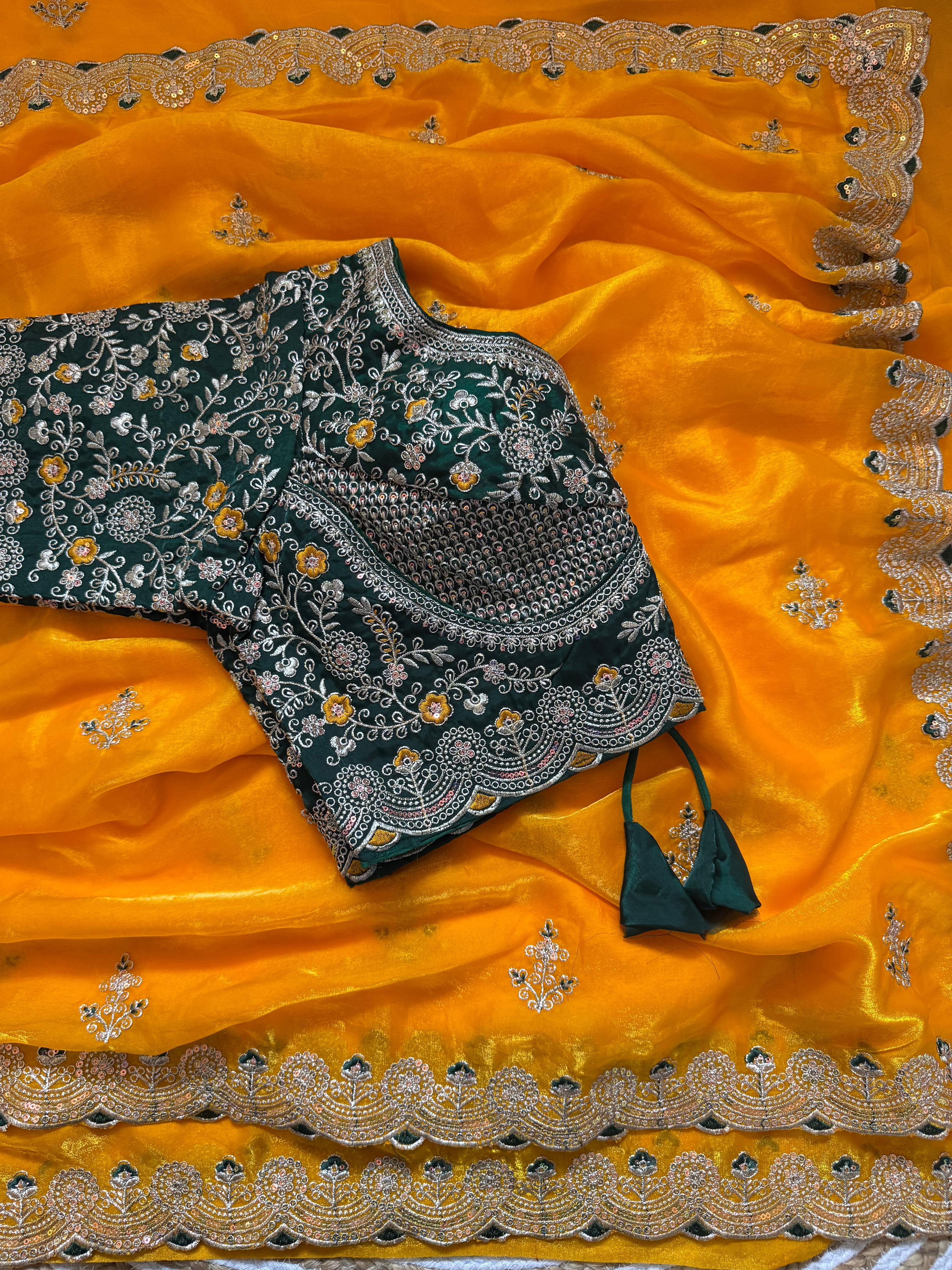 Space silk heavy designer saree