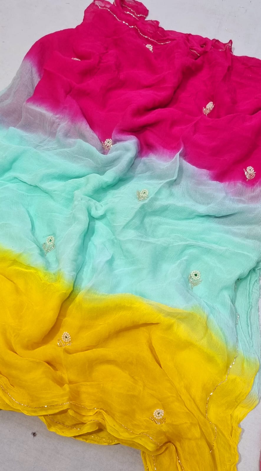 Multi shades half pure shiffon sarees