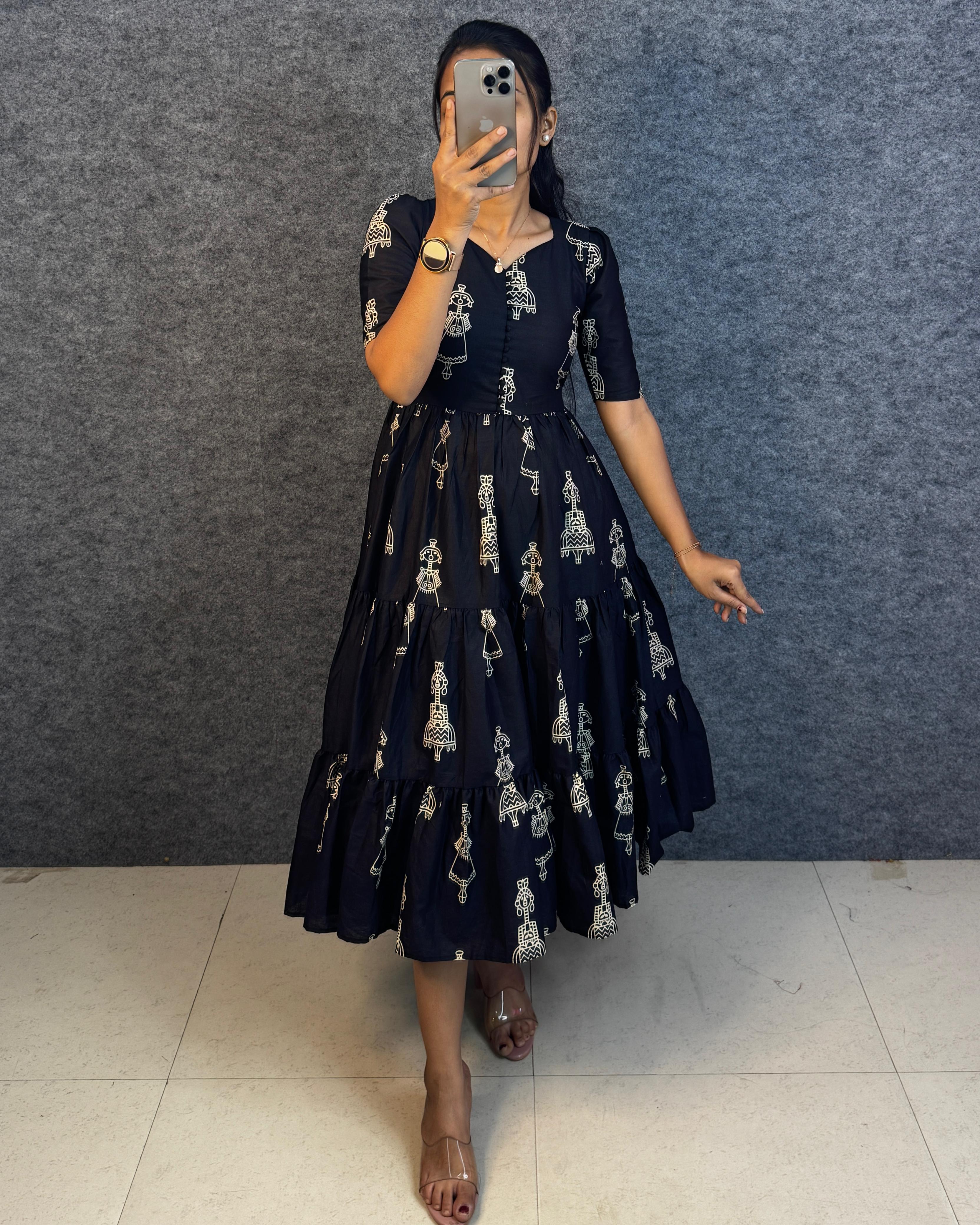 Warli printed doll maxi gowns