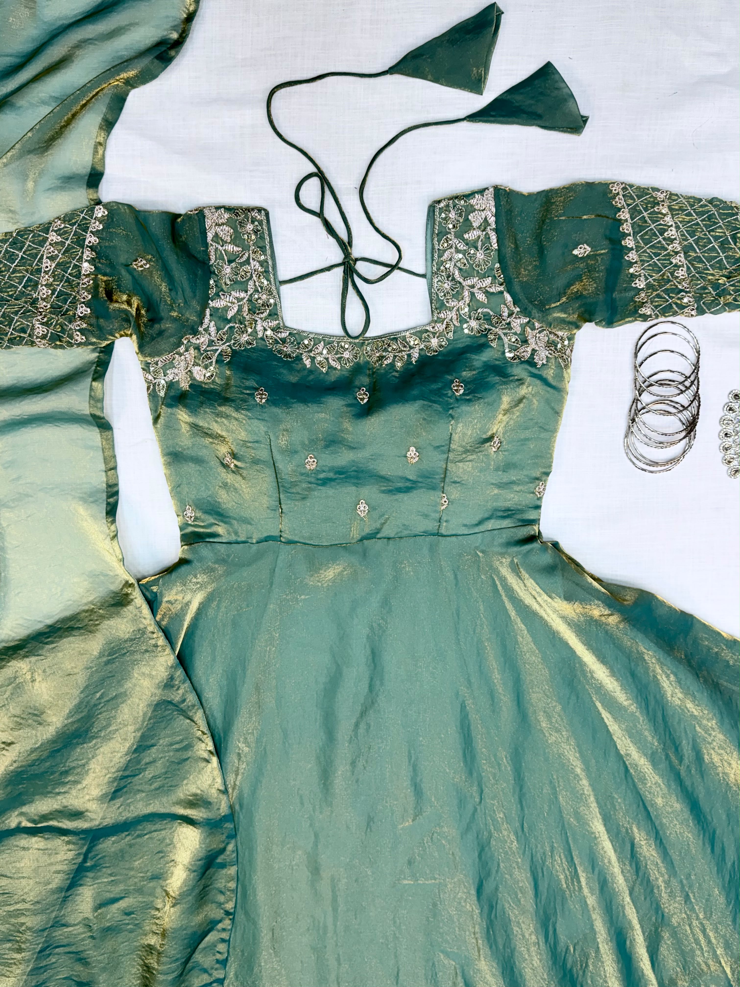 Sequence of gown with dupatta