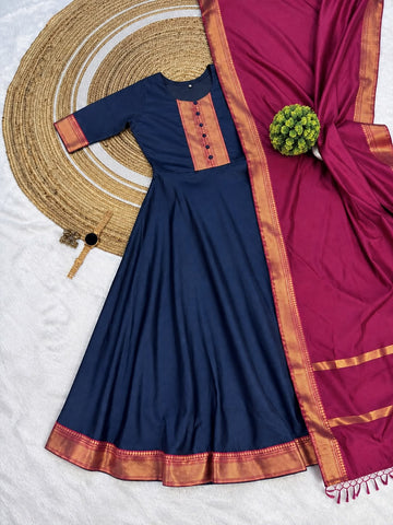 Mangalagiri silk cotton anarkali set ✨