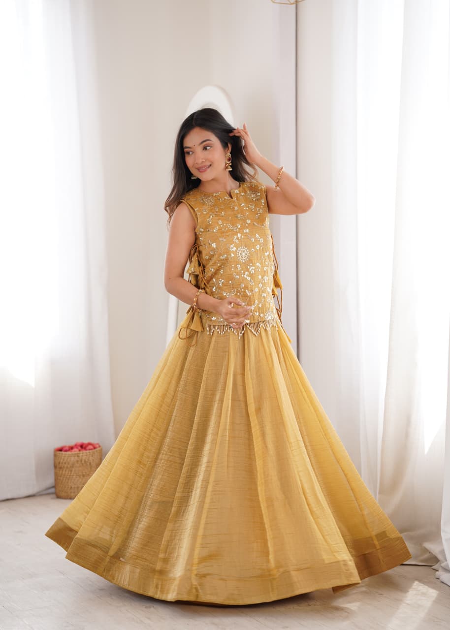 Designer crushed silk lehenga ✨