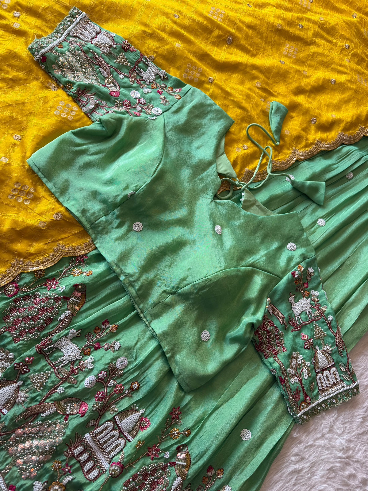 Viscose tissue fully stitched lehenga