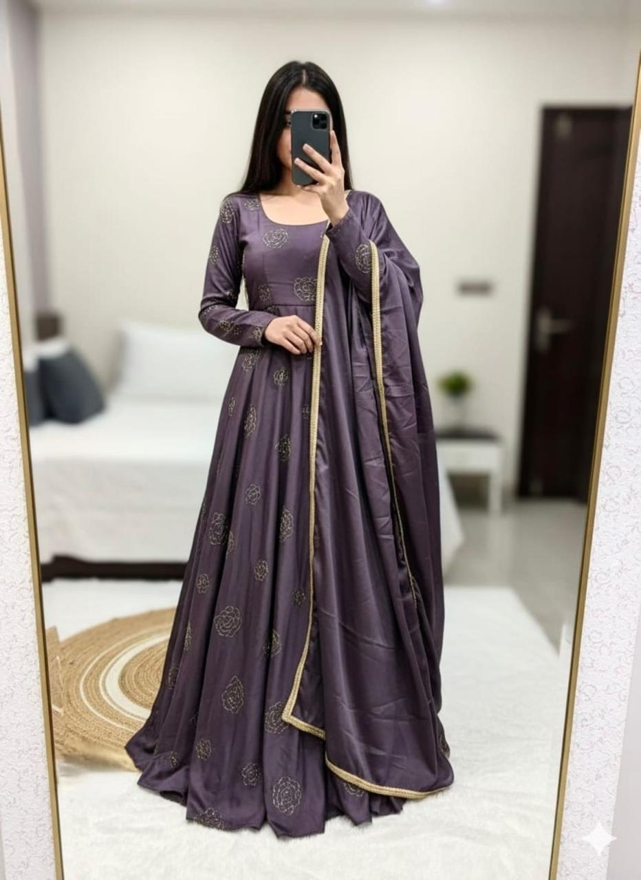 Rangoli silk gown with duppata