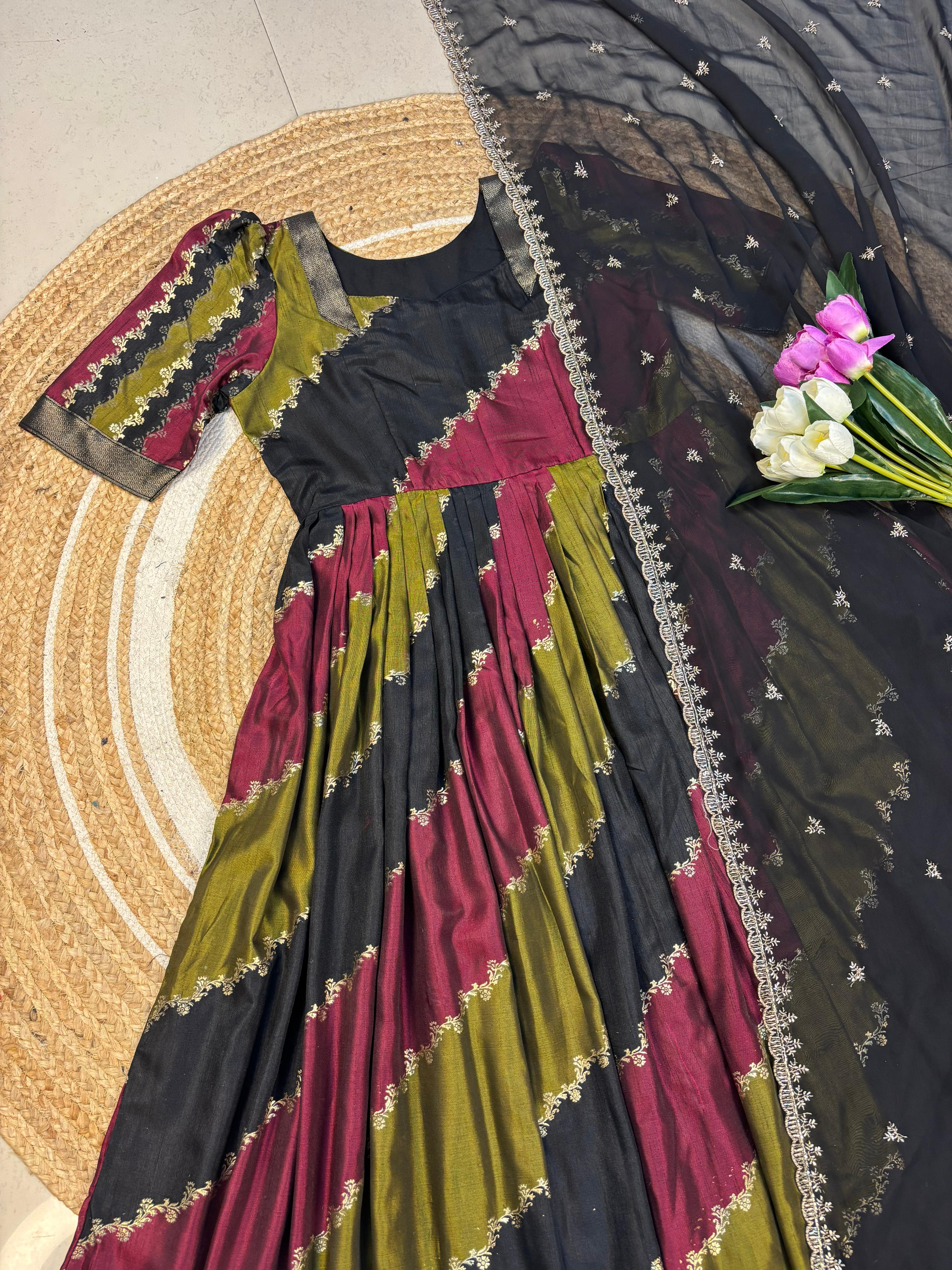 heavy marshmallow gown with duppata