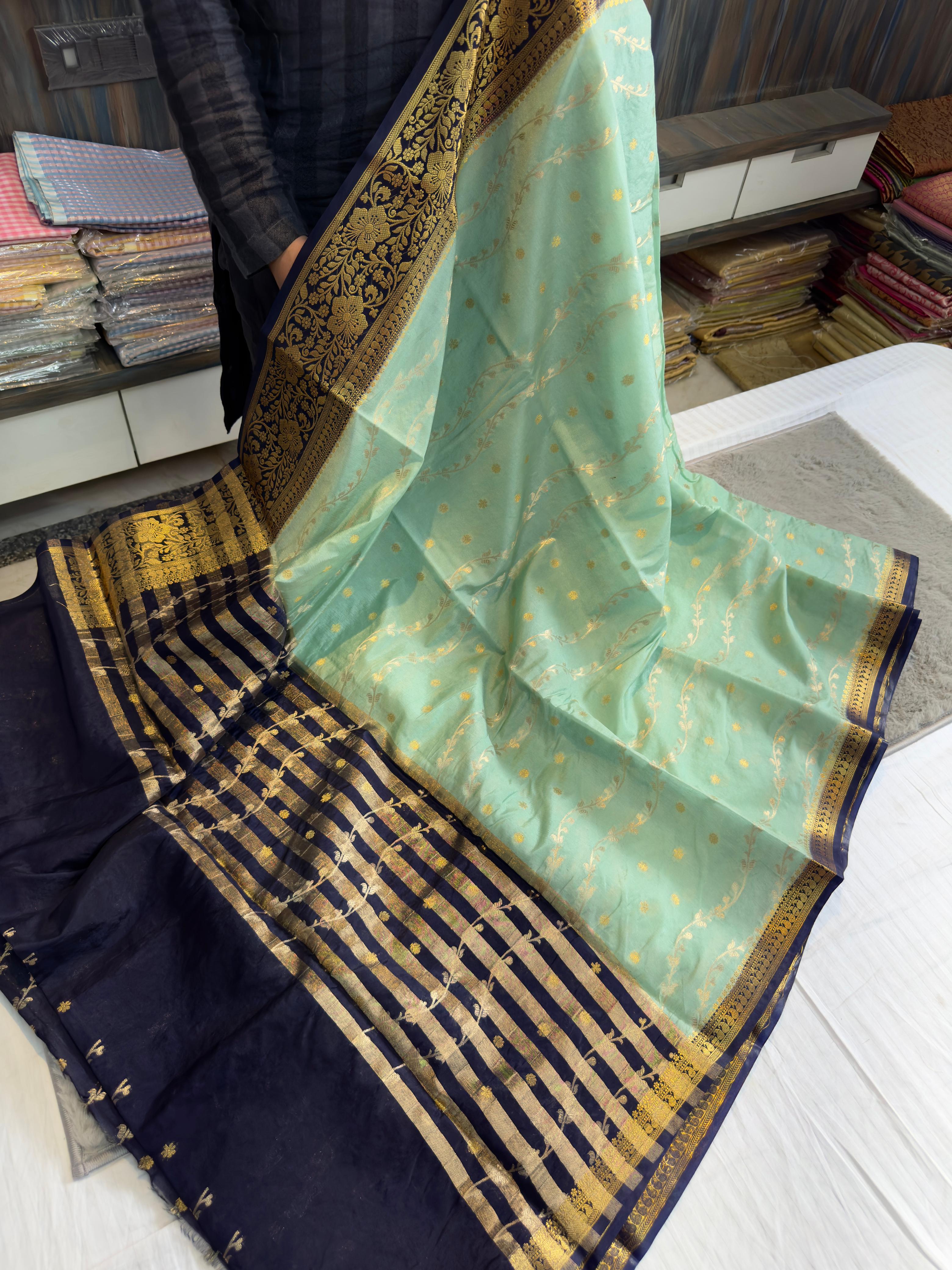 Benaresi dyble dupion soft silk saree
