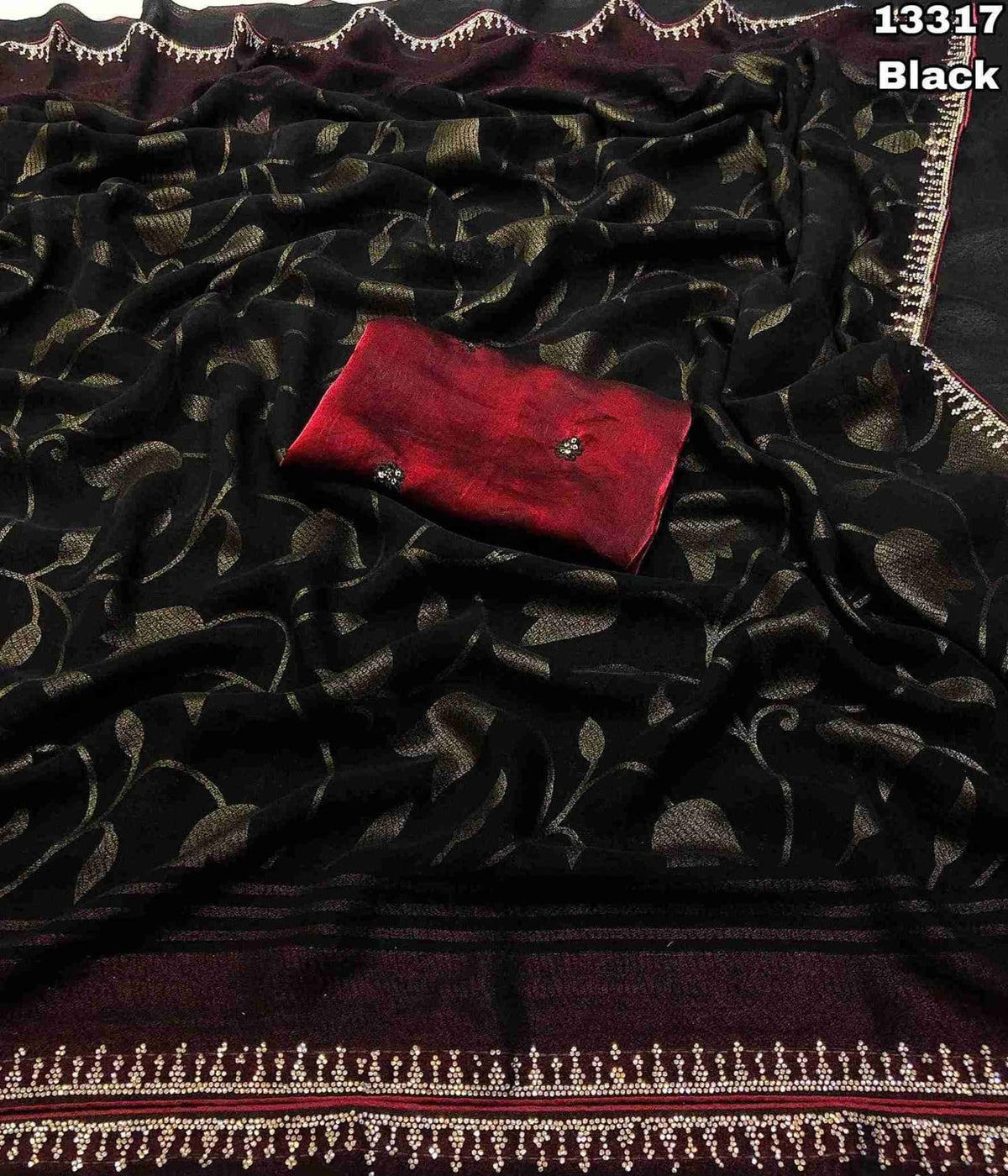 Georgette fool print floral 🌺 design saree✨