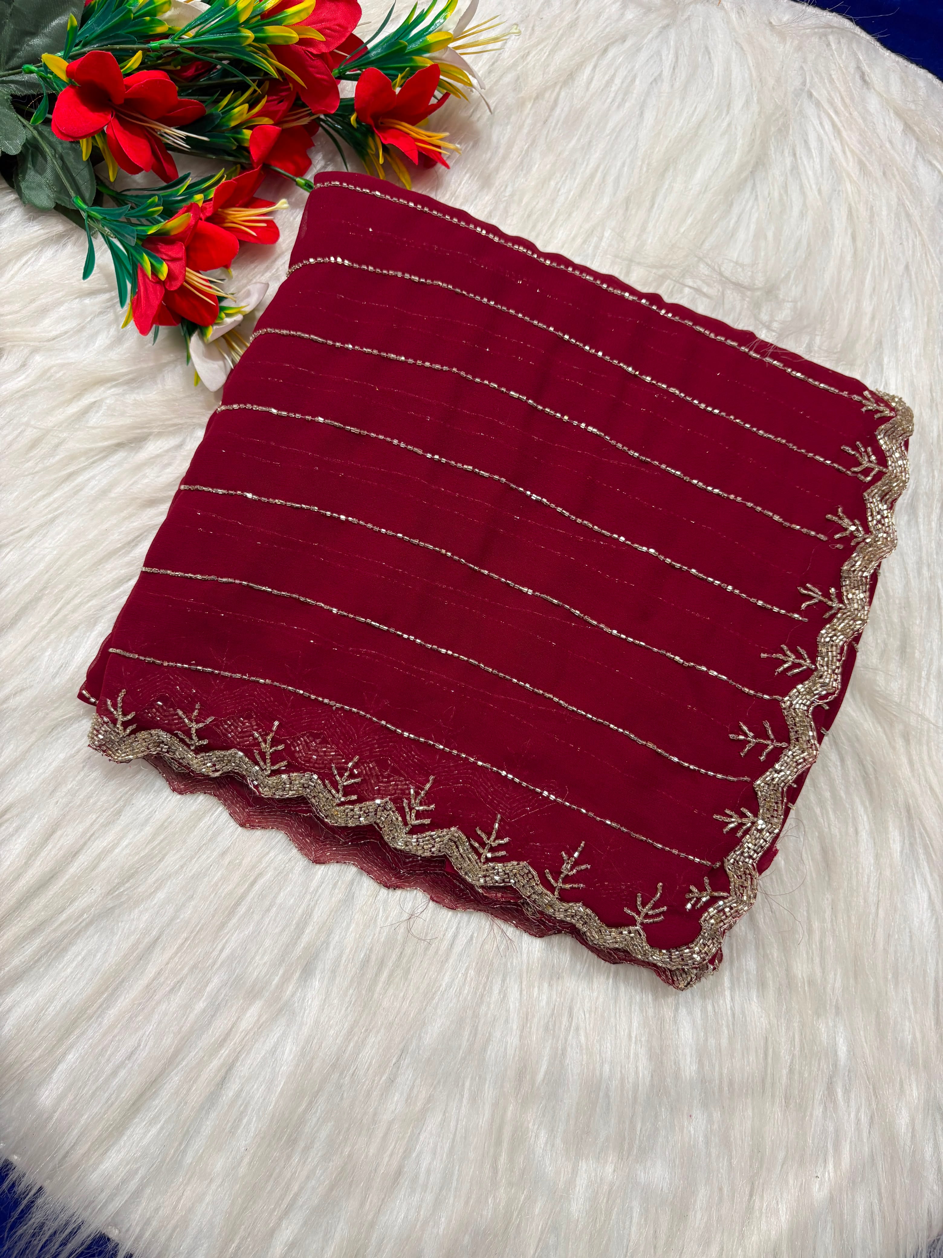 Pure georgette kadhana work saree ✨