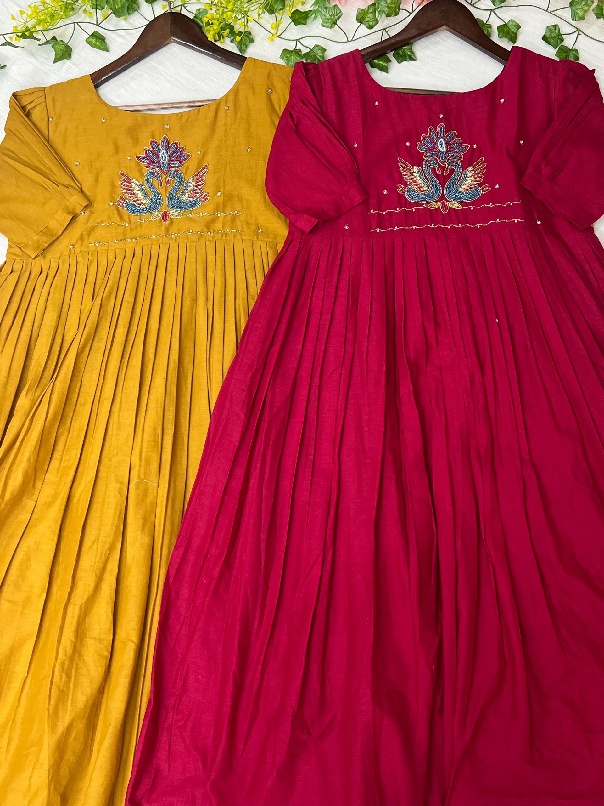 Mull cotton maggam work kurthi