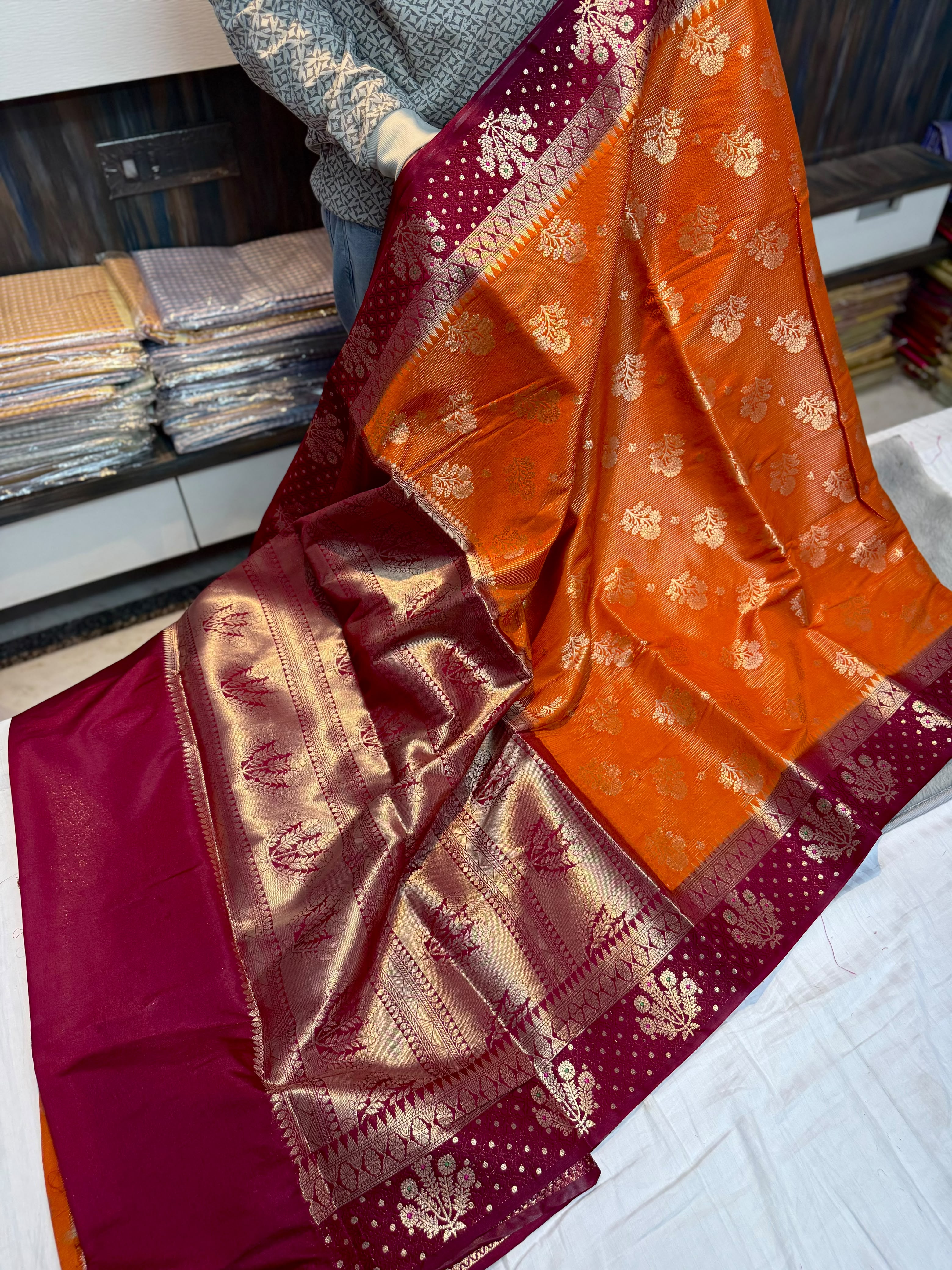 Banarasi semi Rao mango soft silk sarees