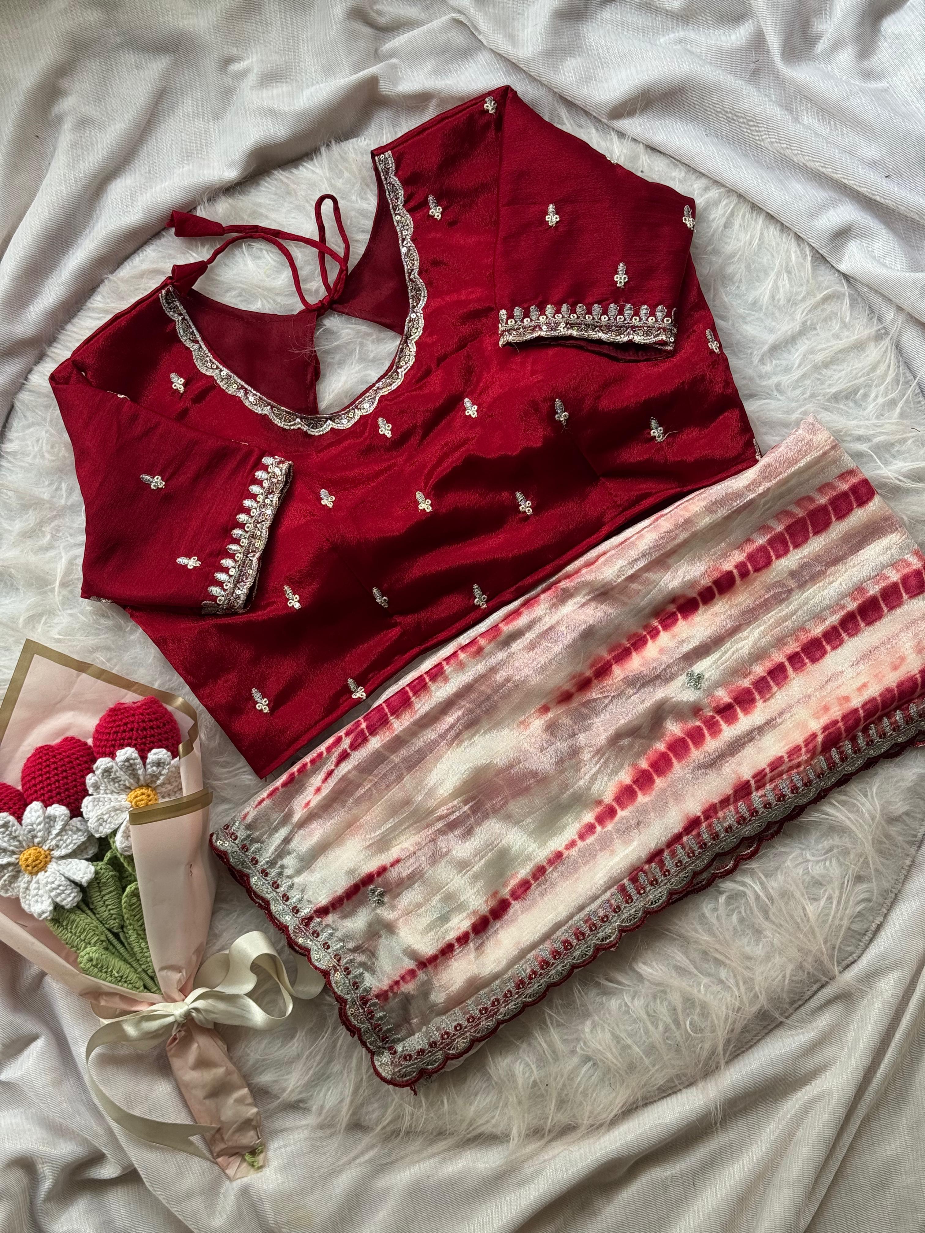 Soft chinnon shibori Tie & Die saree