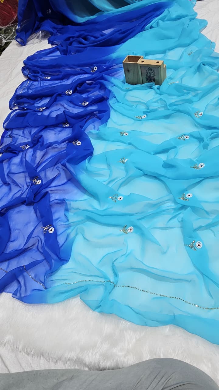 Multi shades half pure shiffon sarees