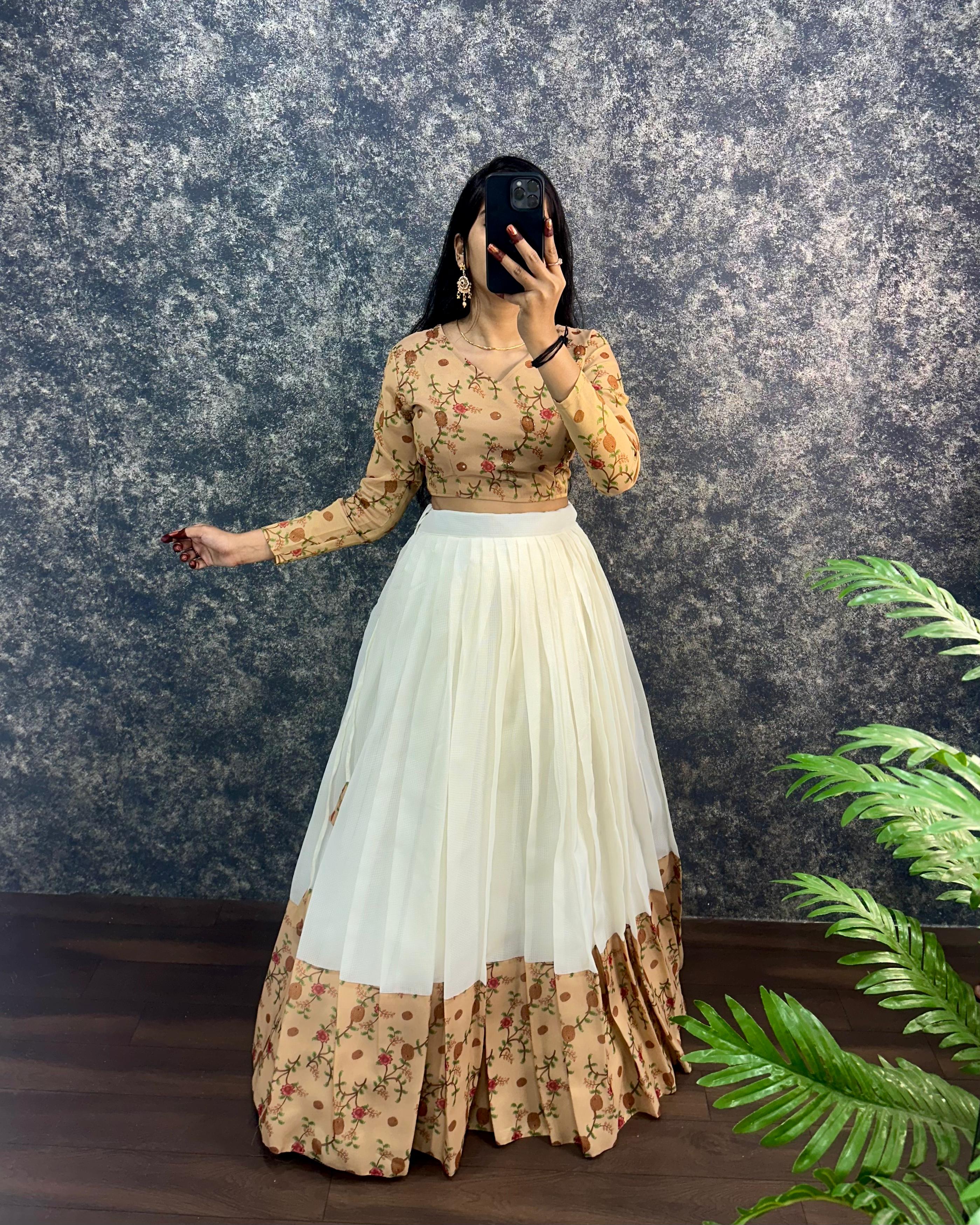 kota Doria crop top lehenga
