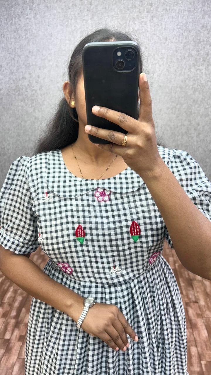 Cambric cotton checks maggam gowns
