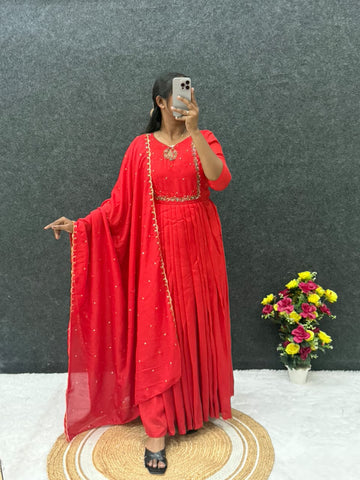 Vichitra silk anarkali suit ✨