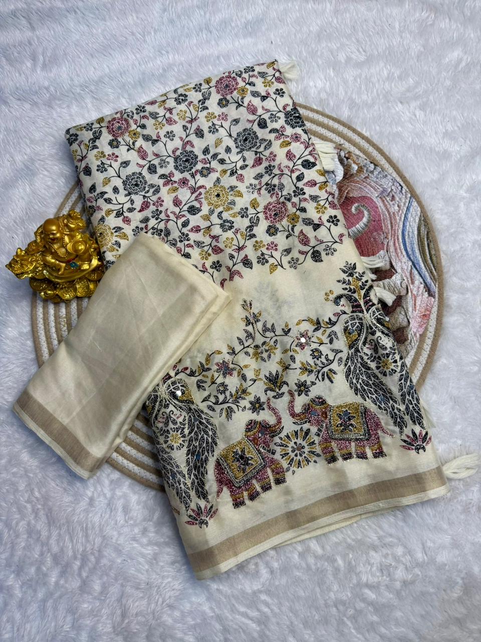 ajrakh print cotton saree