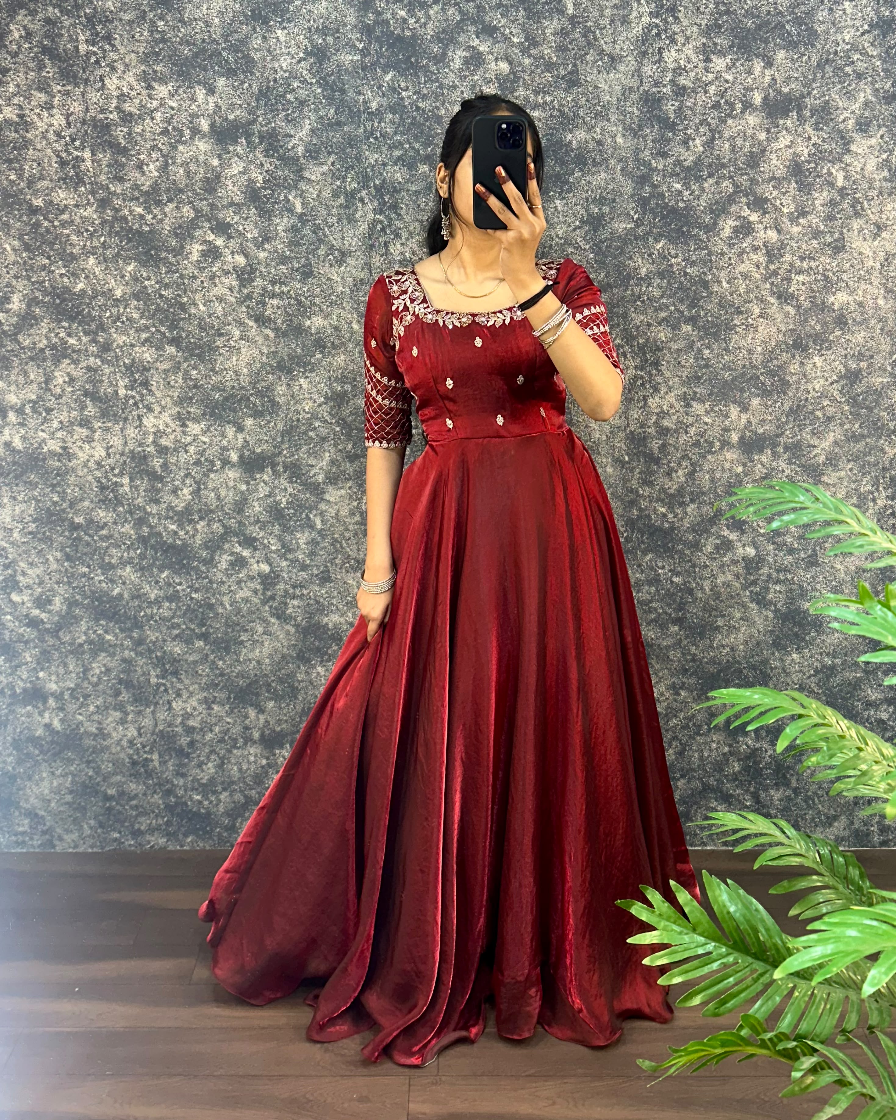 Sequence of gown with dupatta