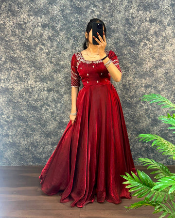 Sequence of gown with dupatta