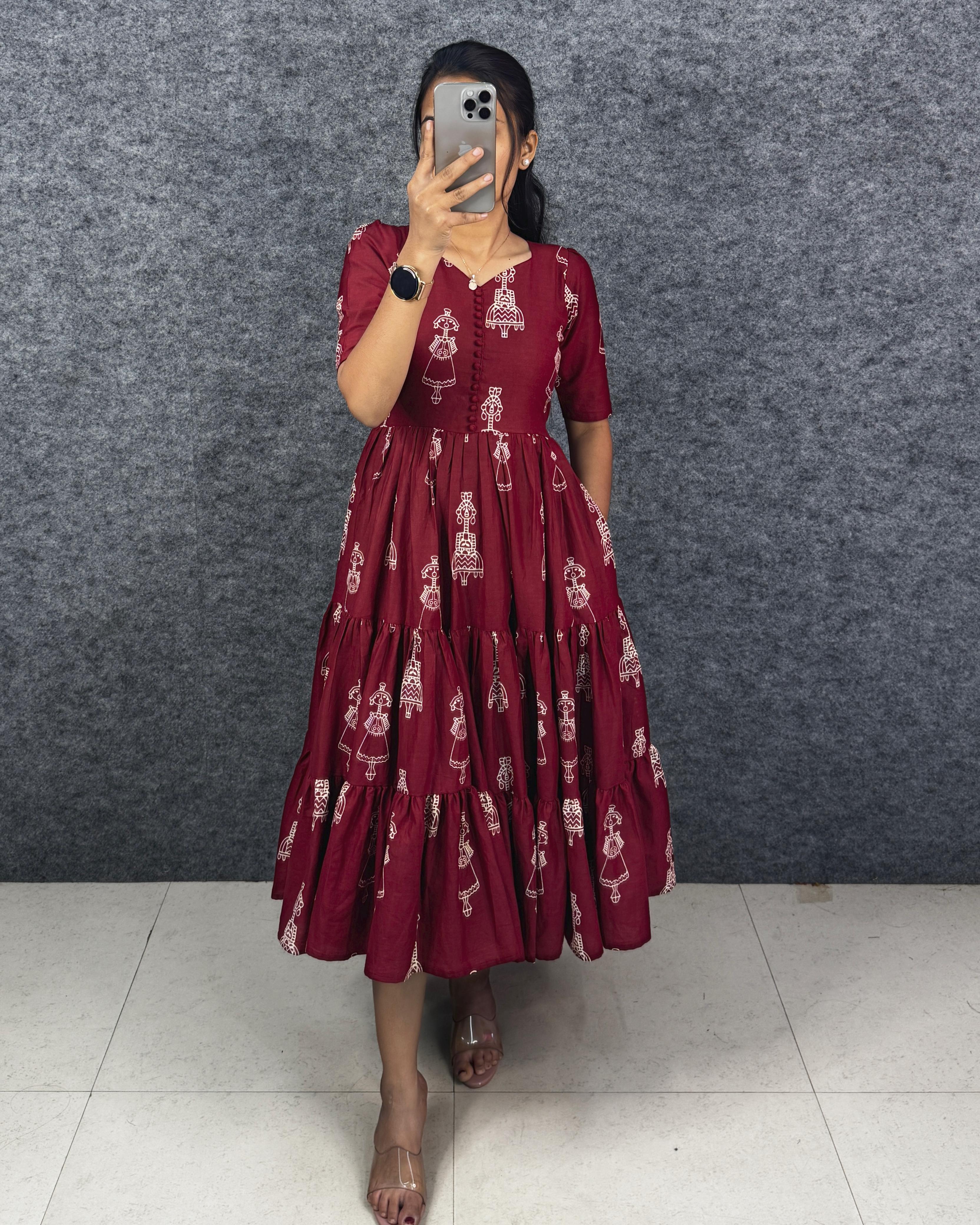 Warli printed doll maxi gowns