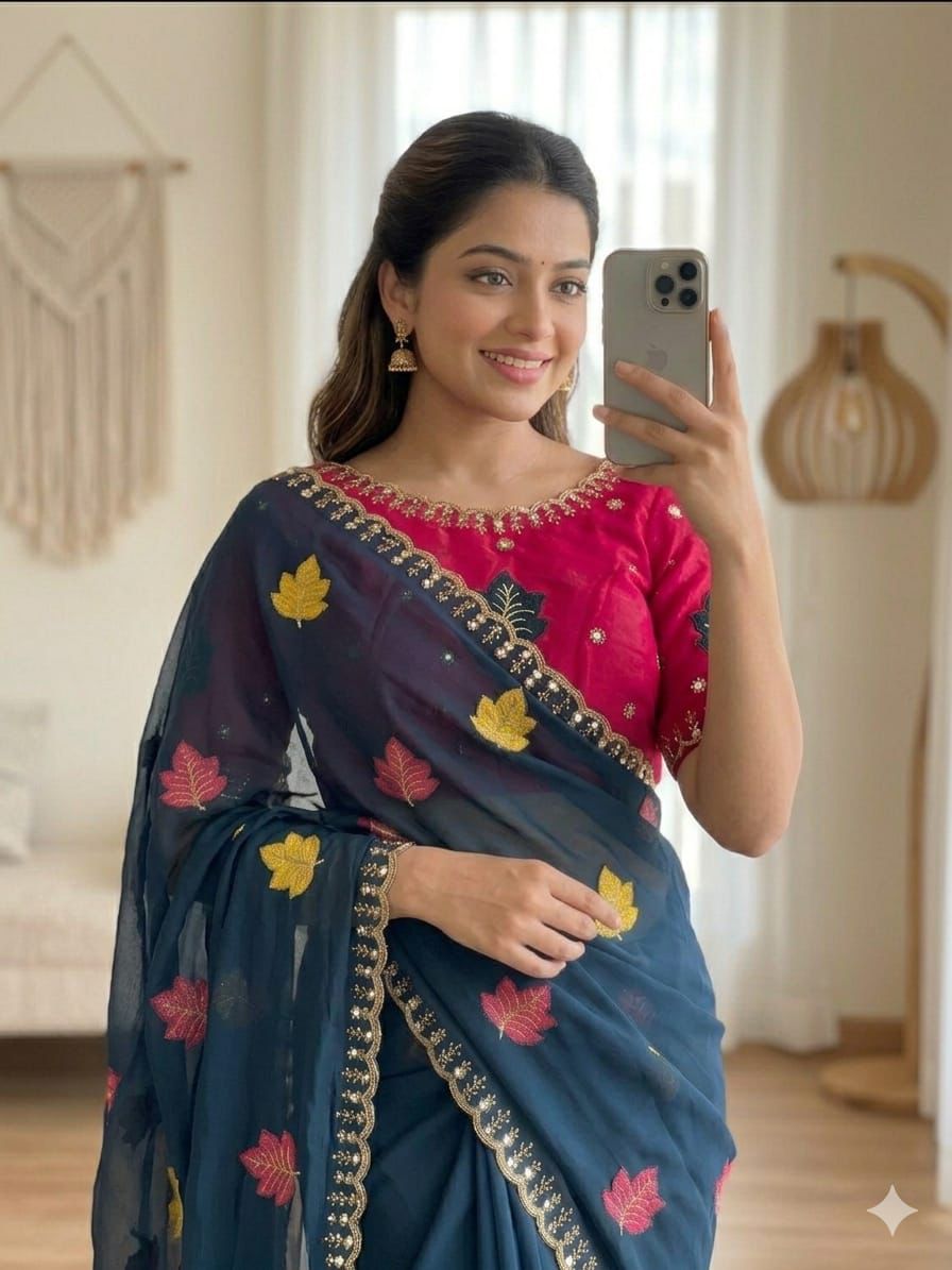 Soft Rangoli silk real mirror work saree