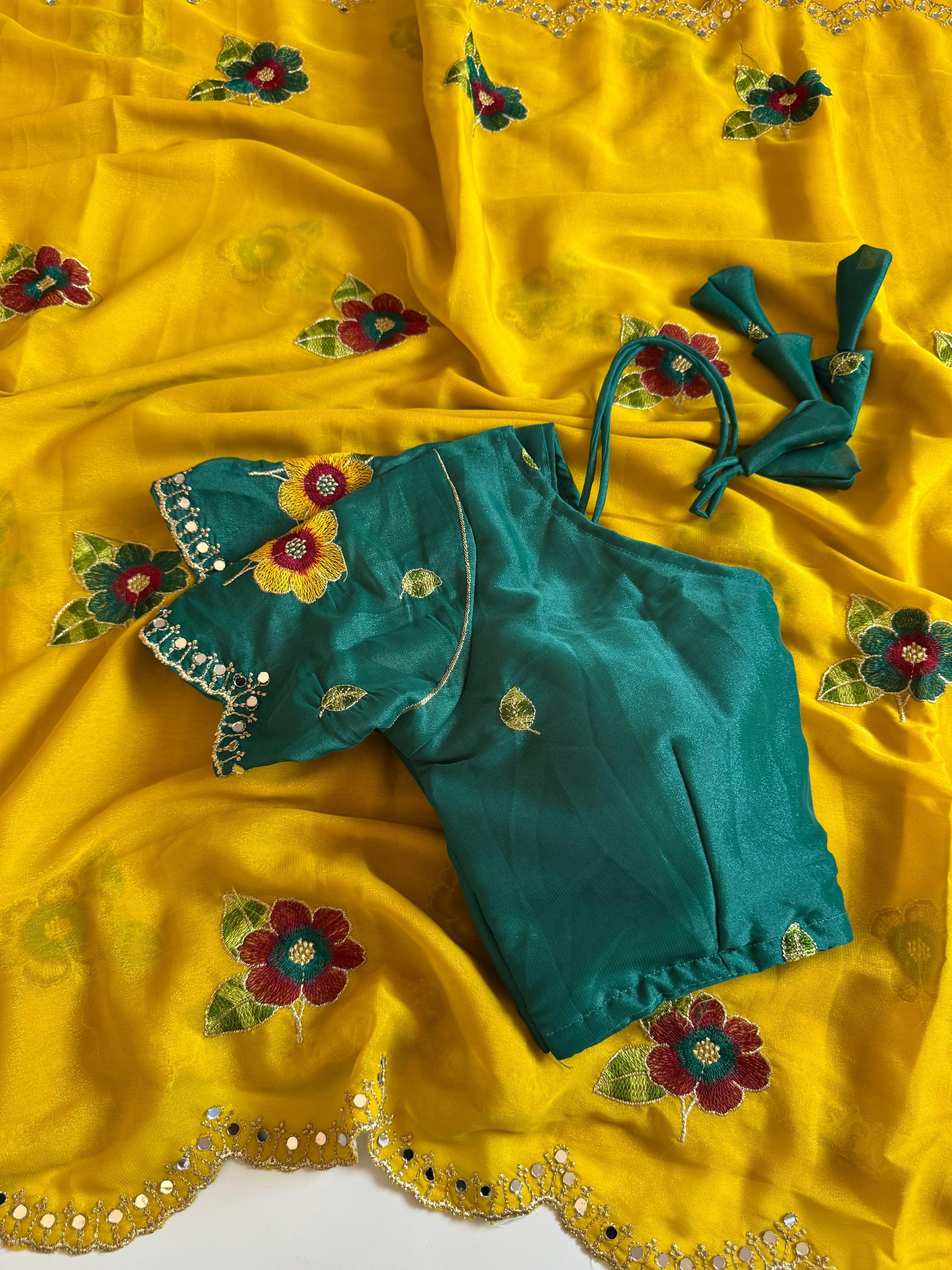 Soft rangoli silk flower 🌺 embroidery saree