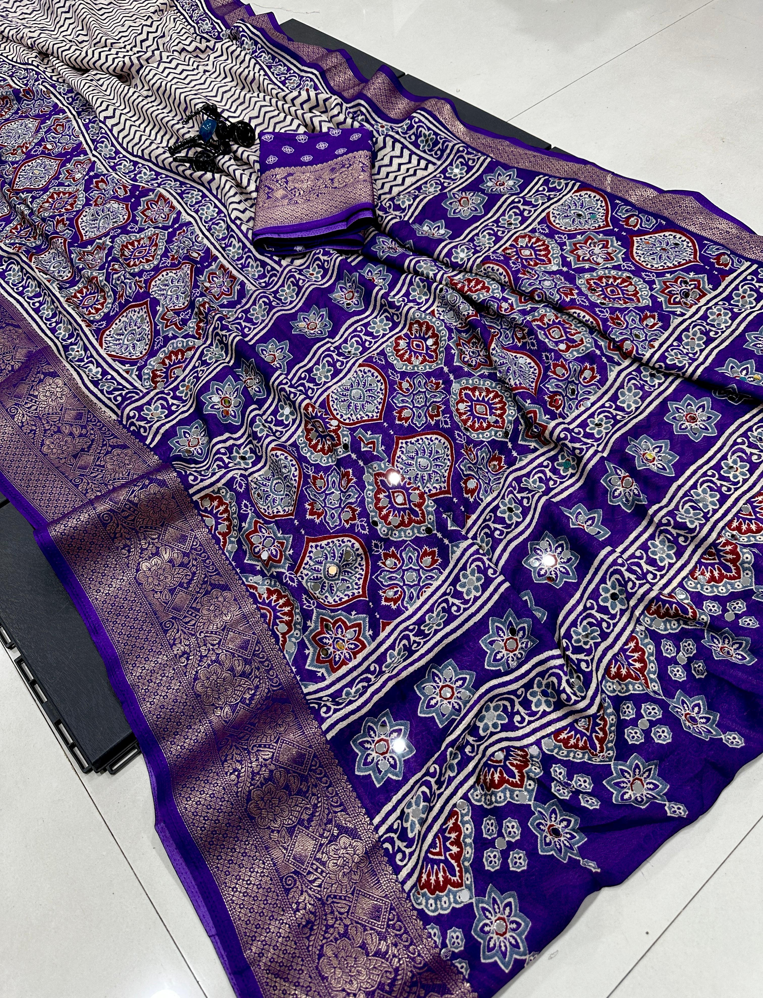 Soft georgette mirror work sarees