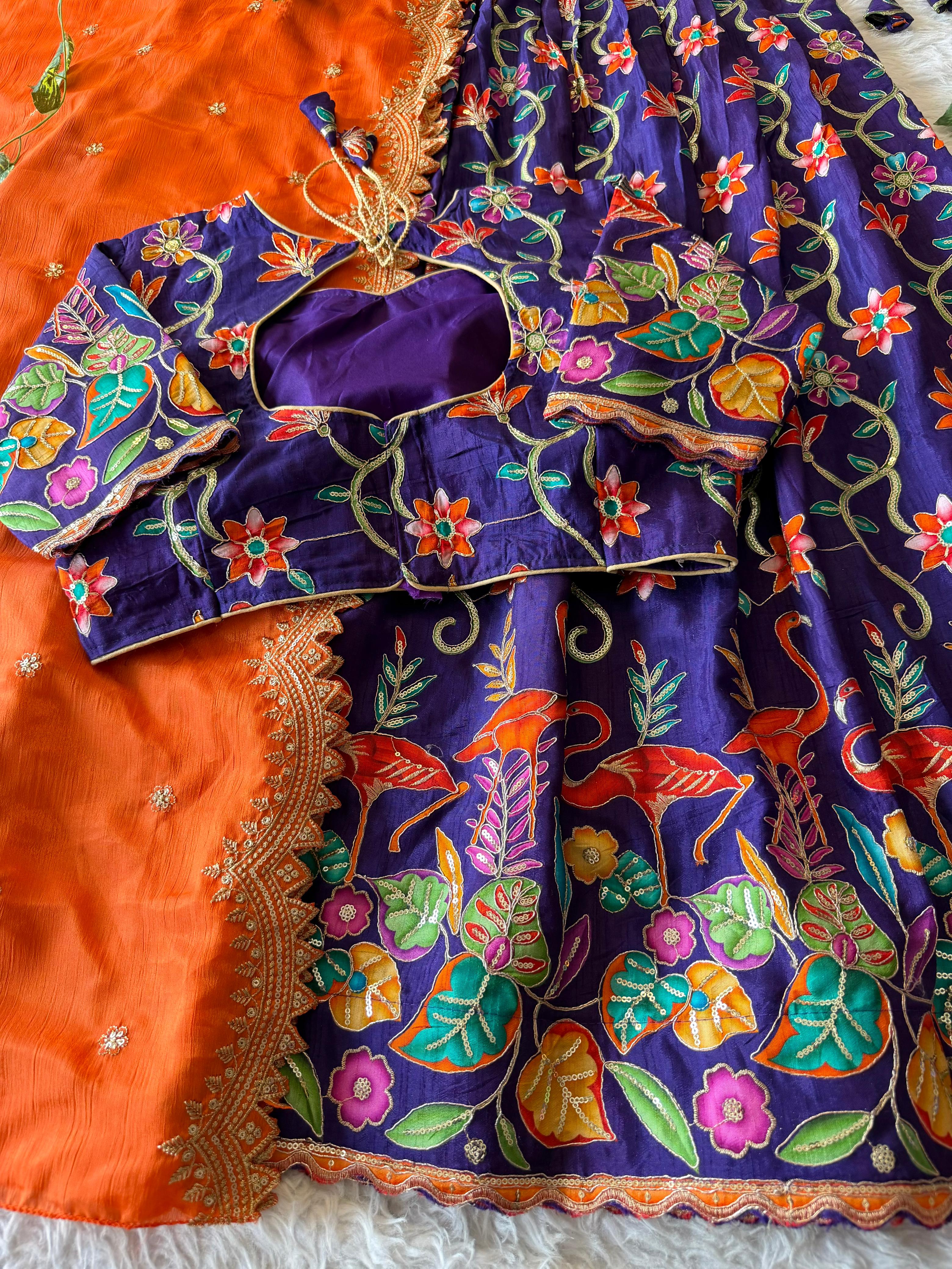 Viscose dola position embroidery lehengas