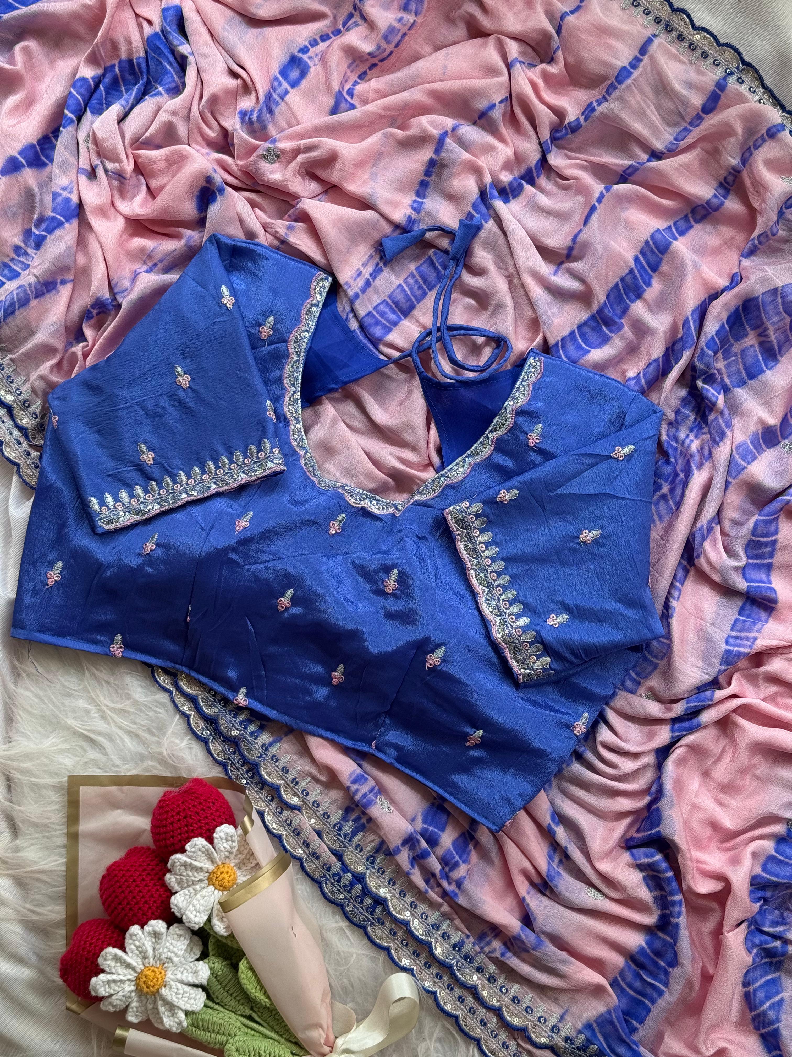 Soft chinnon shibori Tie & Die saree