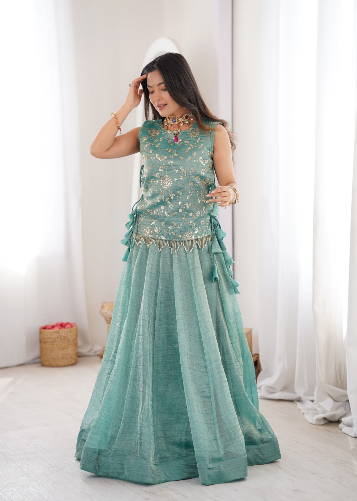 Designer crushed silk lehenga ✨